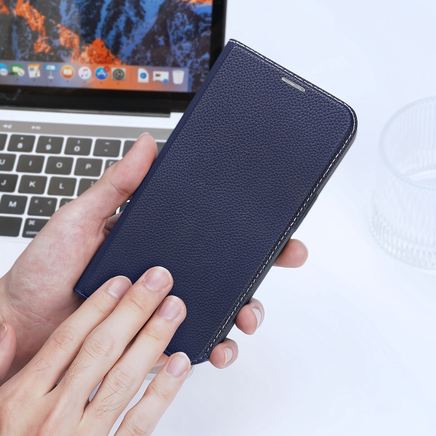 Dux Ducis Skin X2-fodral för iPhone 14 Plus-fodral med magnetisk flik blå