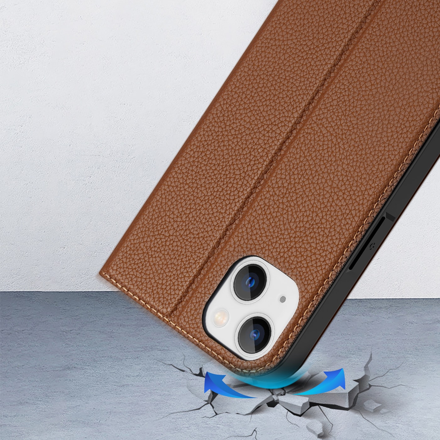 Dux Ducis Skin X2-fodral för iPhone 14 Plus-fodral med magnetisk flik brun