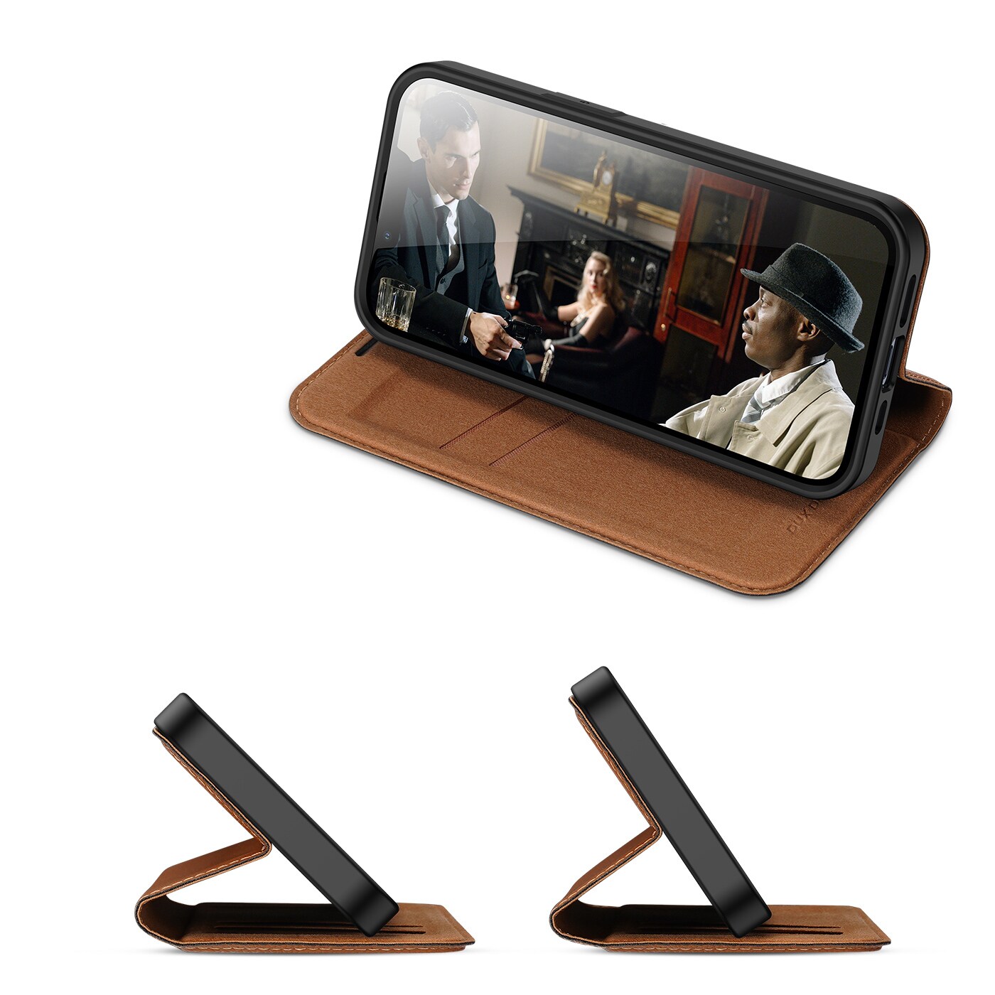 Dux Ducis Skin X2-fodral för iPhone 14 Plus-fodral med magnetisk flik brun