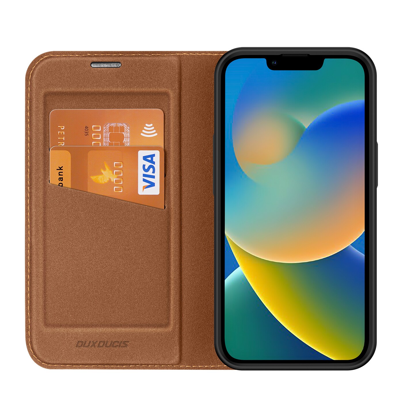 Dux Ducis Skin X2-fodral för iPhone 14 Plus-fodral med magnetisk flik brun