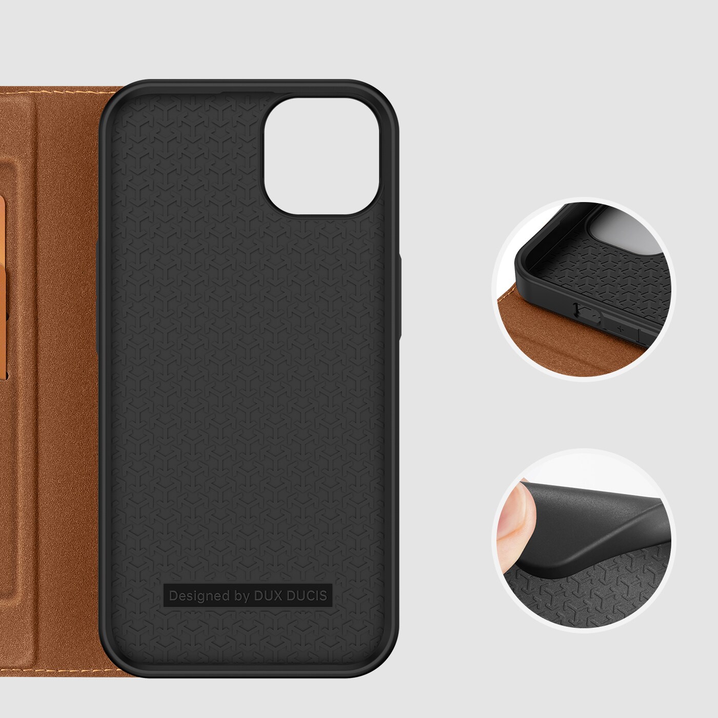 Dux Ducis Skin X2-fodral för iPhone 14 Plus-fodral med magnetisk flik brun