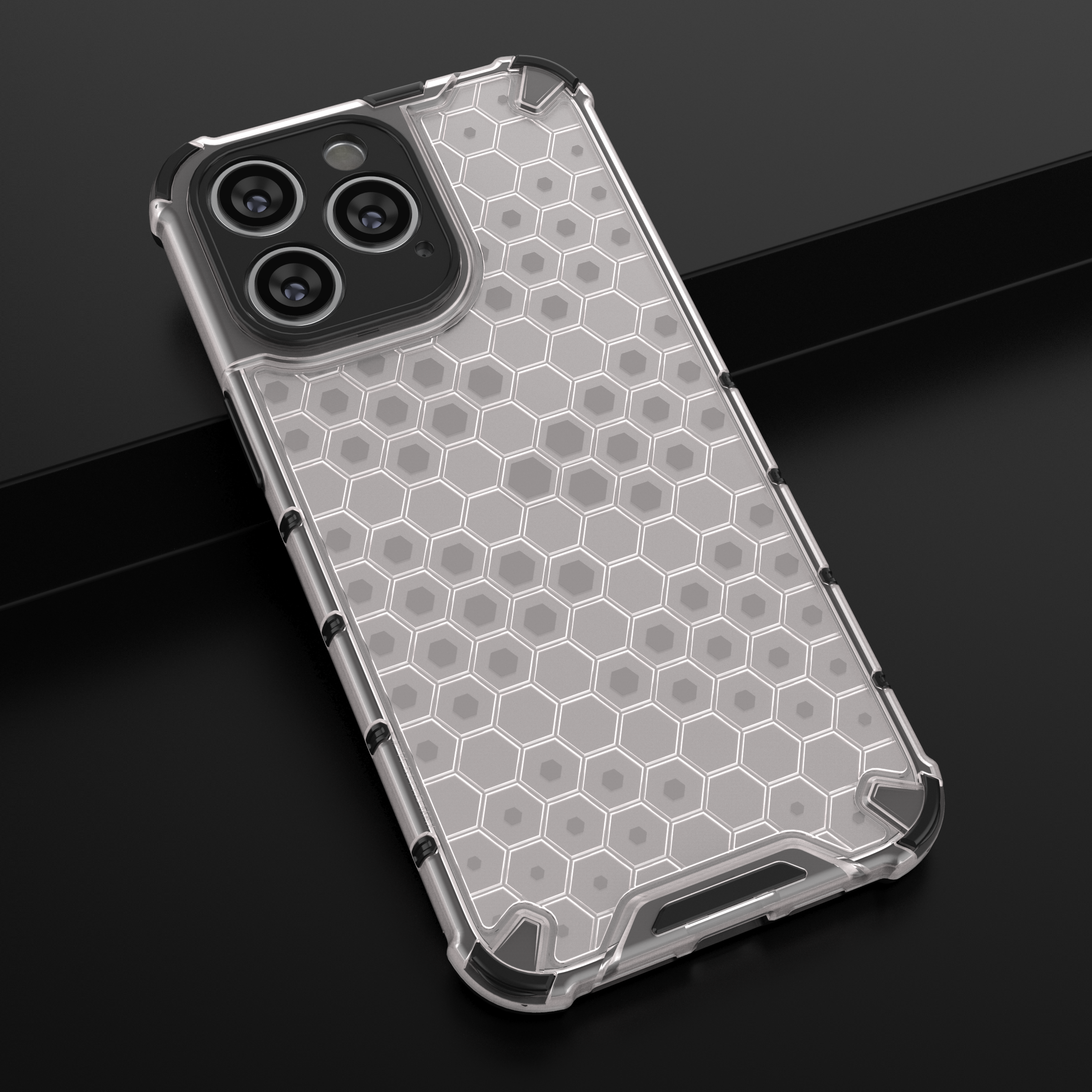 Honeycomb-fodral för iPhone 14 Pro bepansrat hybridfodral svart