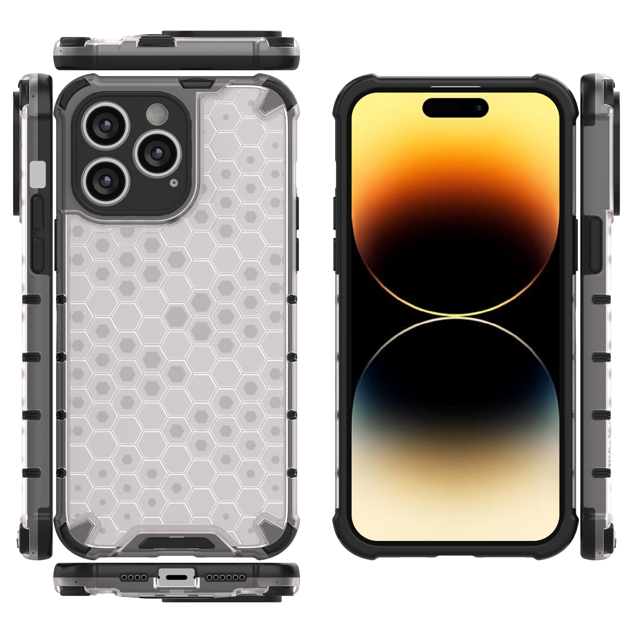 Honeycomb-fodral för iPhone 14 Pro bepansrat hybridfodral blå