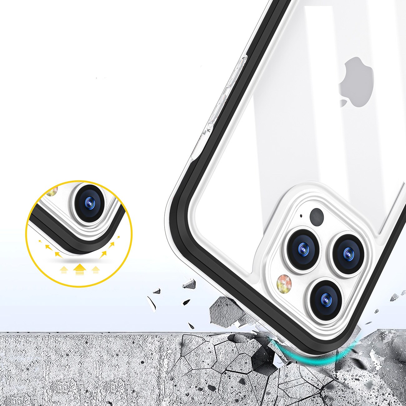 Clear 3in1 fodral för Samsung Galaxy A03 silikonskydd med ram svart