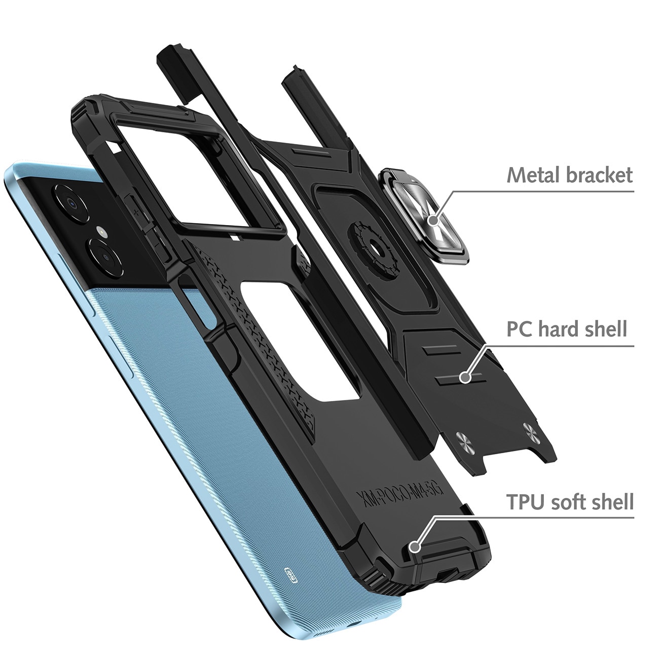 Wozinsky Ring Armor fodral för Samsung Galaxy A03 pansarskydd magnetisk hållare ring svart
