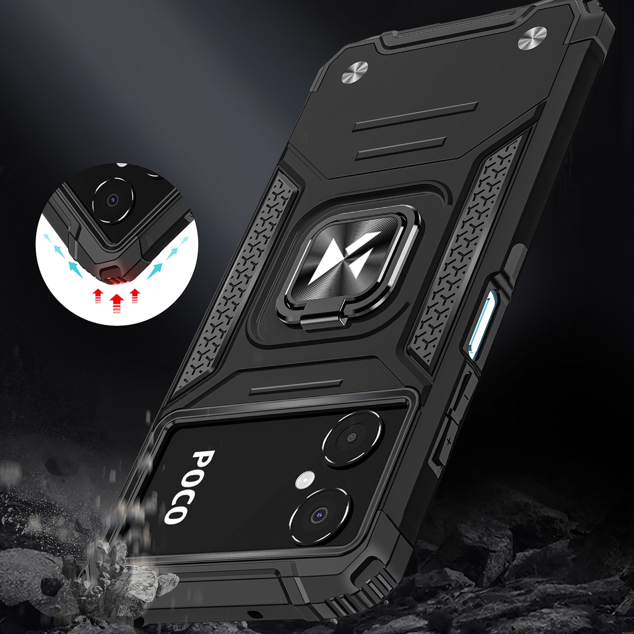 Wozinsky Ring Armor fodral för Samsung Galaxy A03 pansarskydd magnetisk hållare ring svart