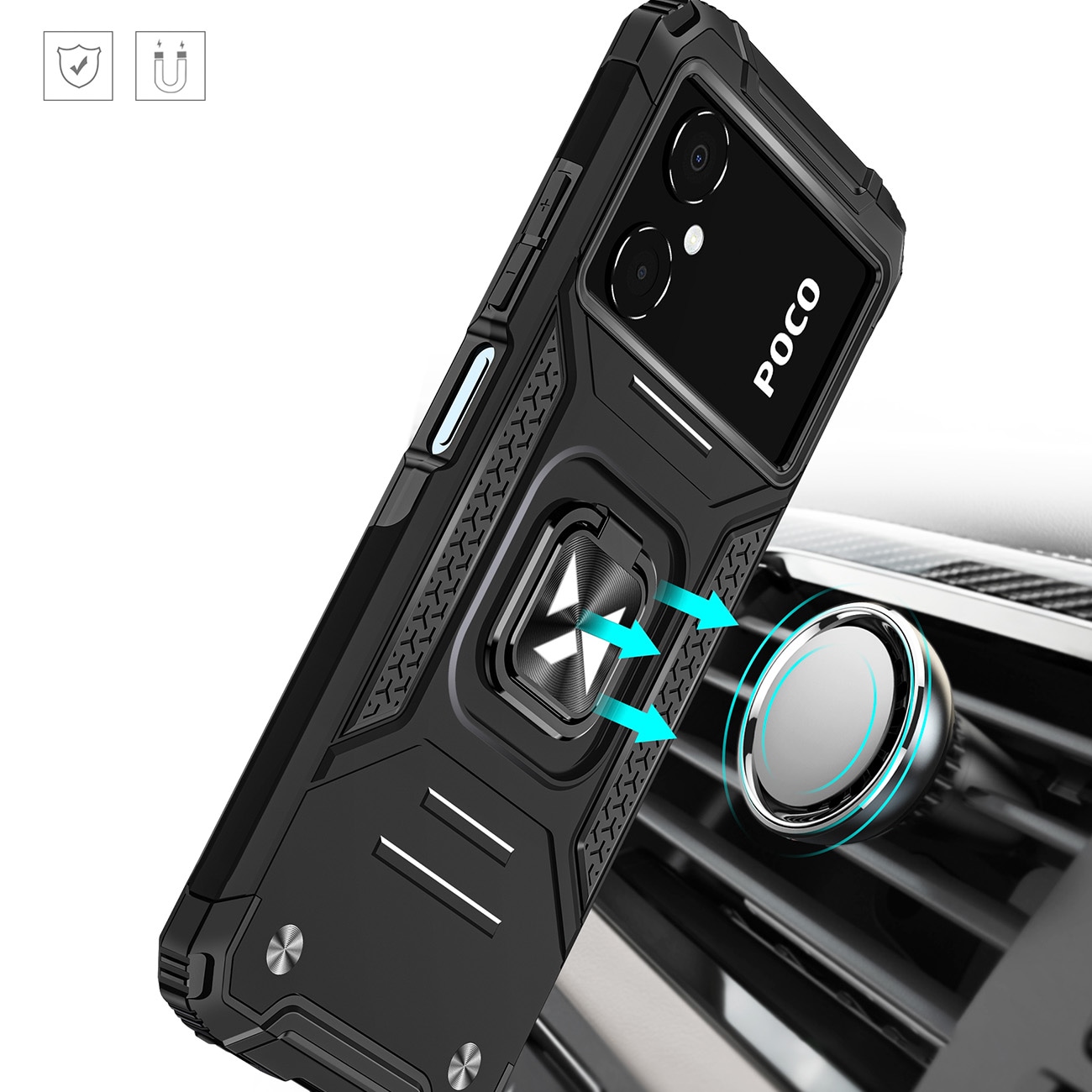 Wozinsky Ring Armor fodral för Samsung Galaxy A03 pansarskydd magnetisk hållare ring svart