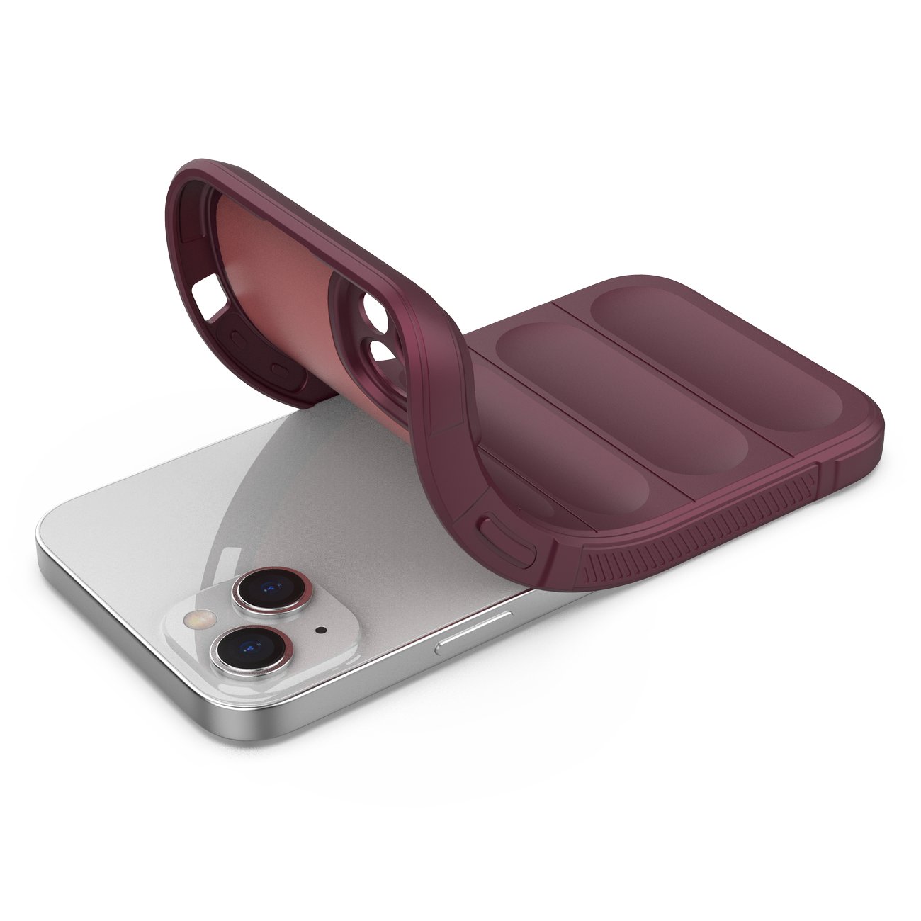 Magic Shield Case fodral för iPhone 14 Plus elastiskt pansarfodral i vinrött