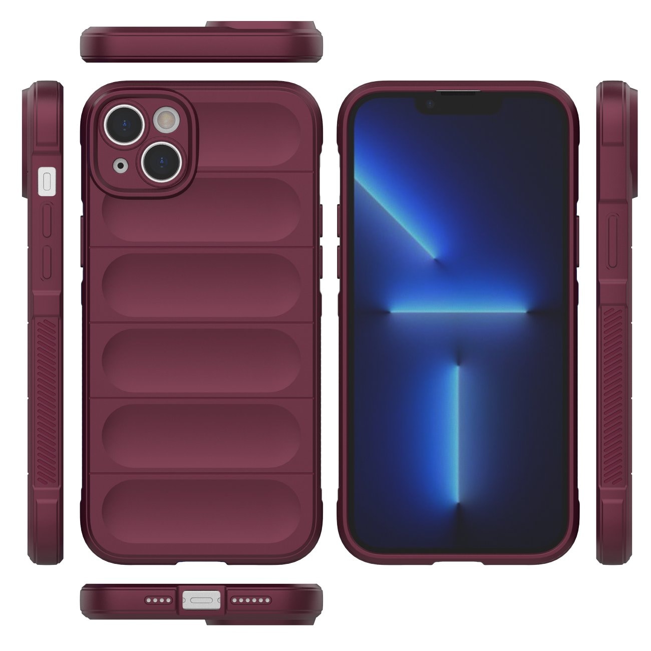 Magic Shield Case fodral för iPhone 14 Plus elastiskt pansarfodral i vinrött