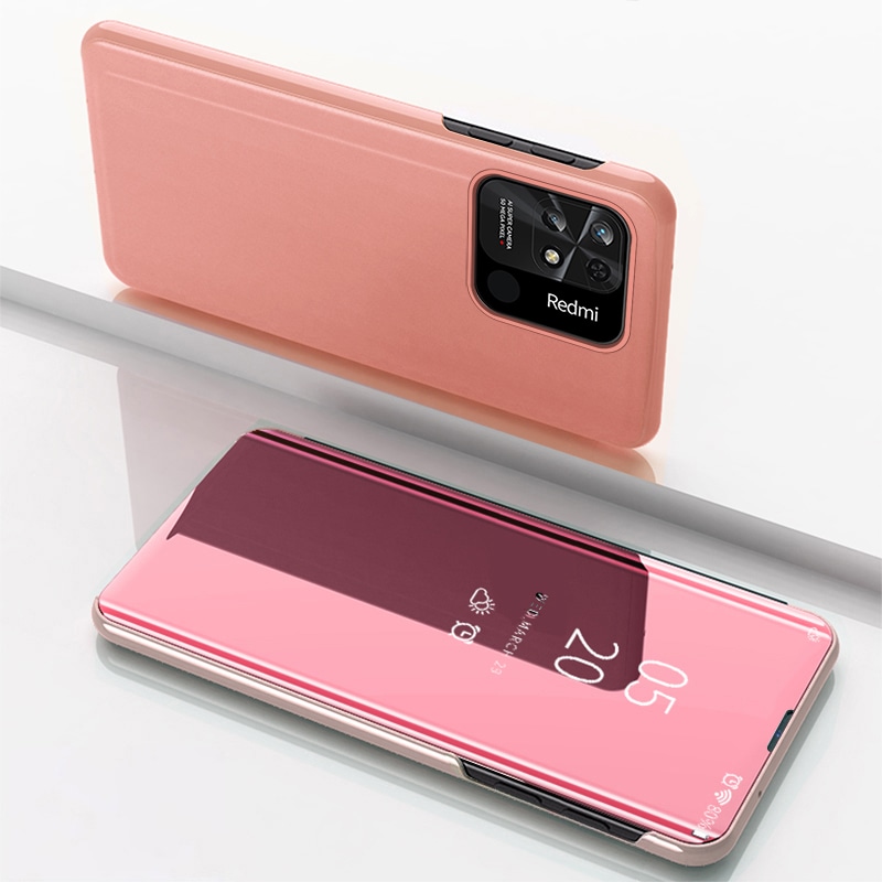 Clear View Case-skydd för Xiaomi Redmi 10C skydd med en flik rosa
