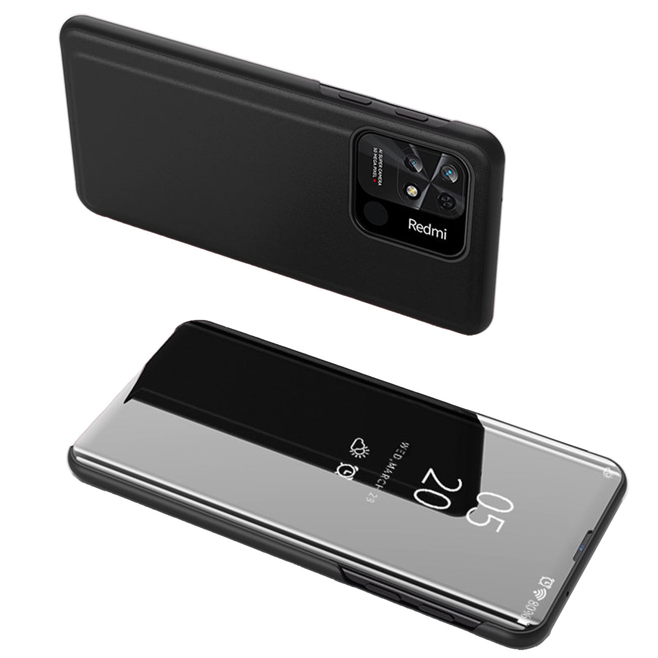 Clear View Case cover til Xiaomi Redmi 10C cover med flap sort