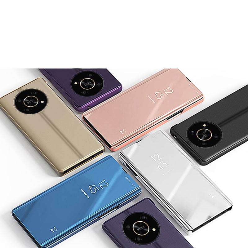 Clear View Case-etui til Honor X9 / X9 5G / X30 / Magic4 Lite flip cover sort