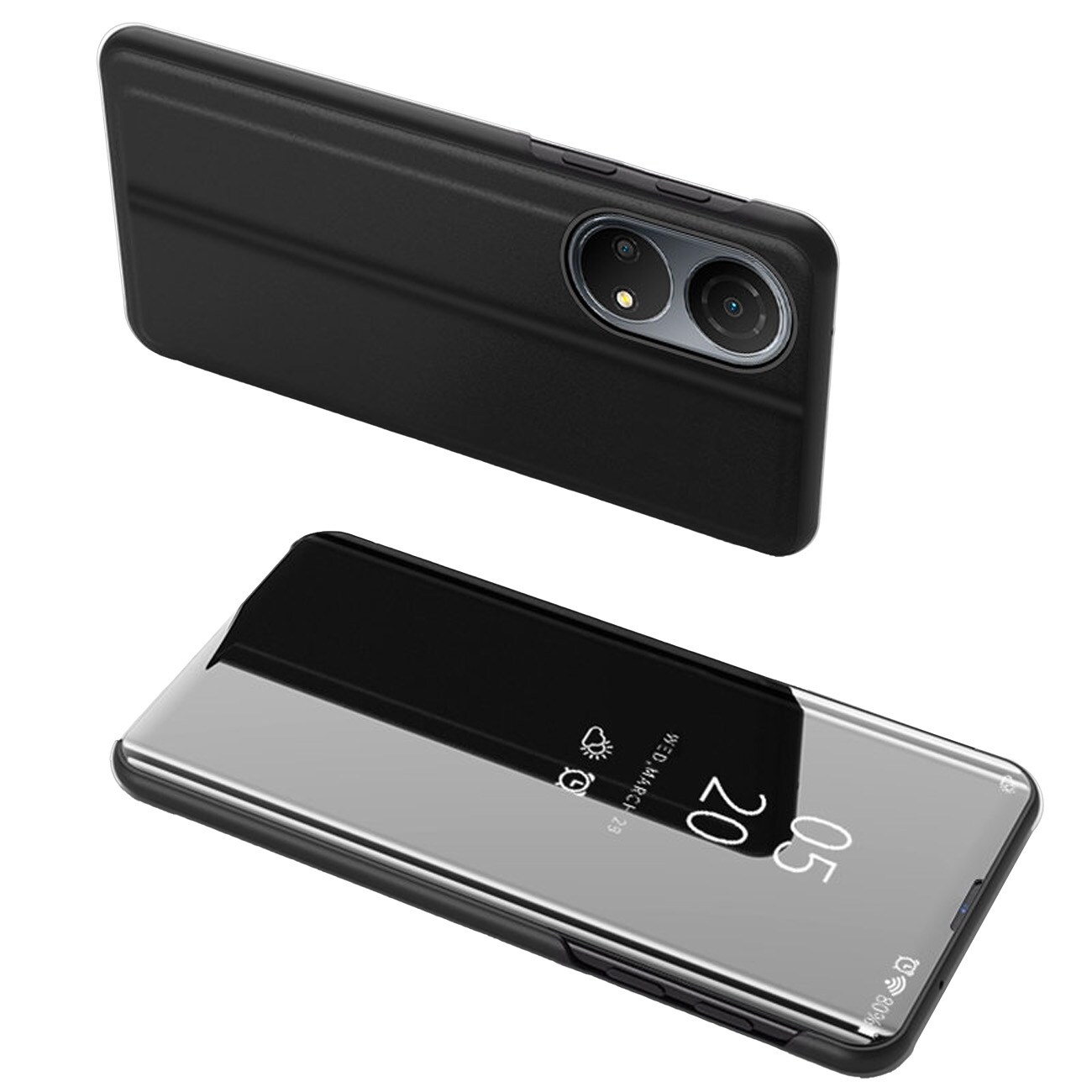 Clear View Case-etui til Honor X7 / Honor Play 30 Plus flip cover sort