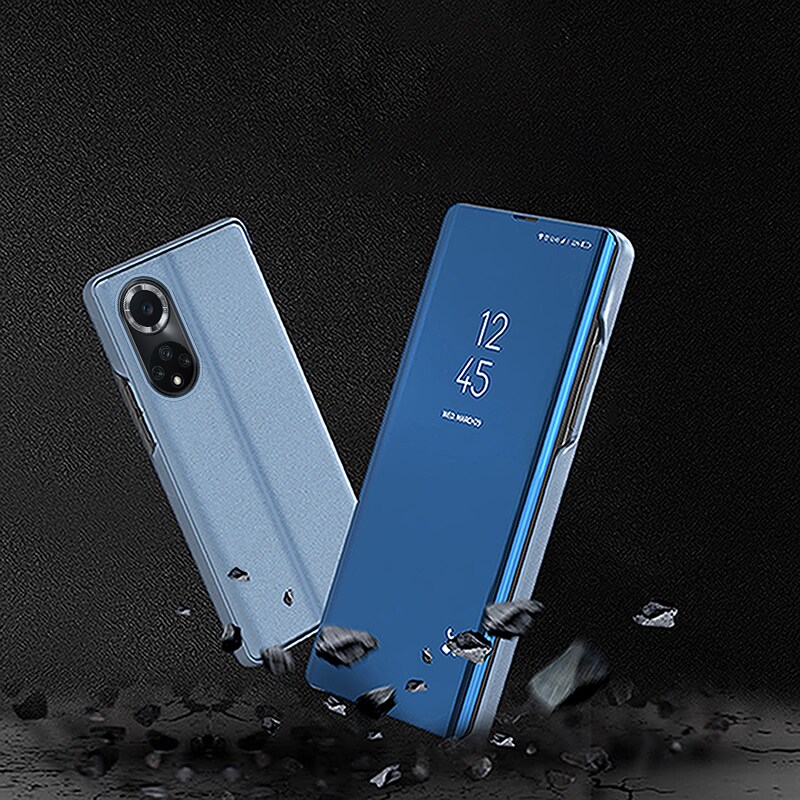 Clear View Case-etui til Huawei nova 9 flip cover sort