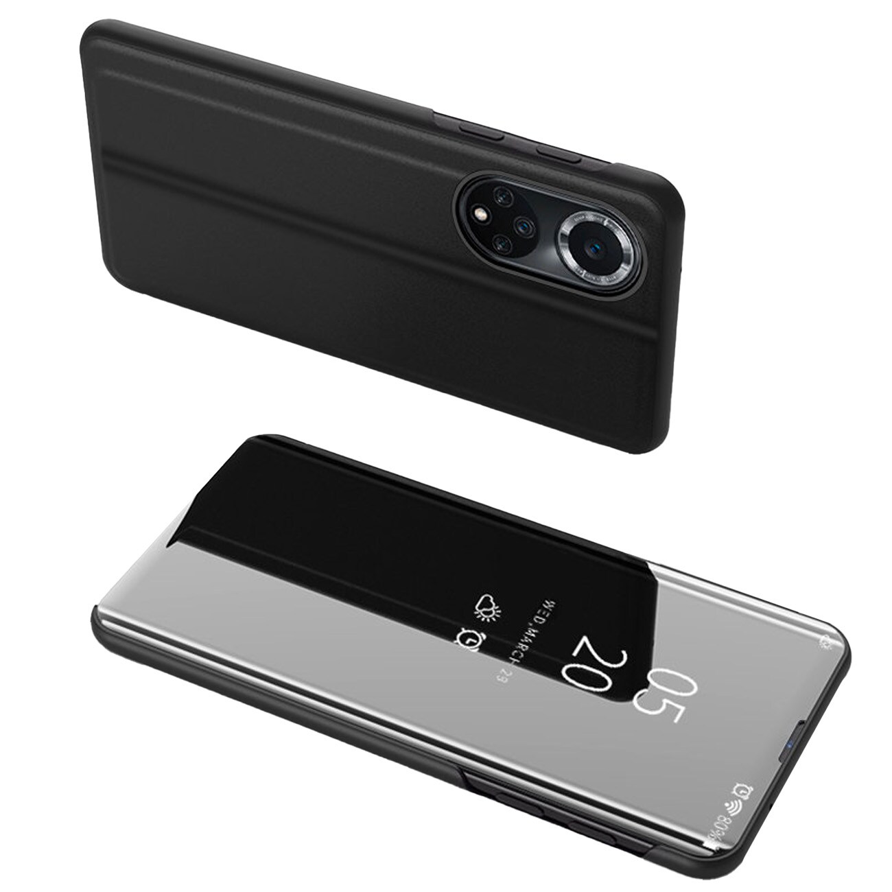 Clear View Case-etui til Huawei nova 9 flip cover sort