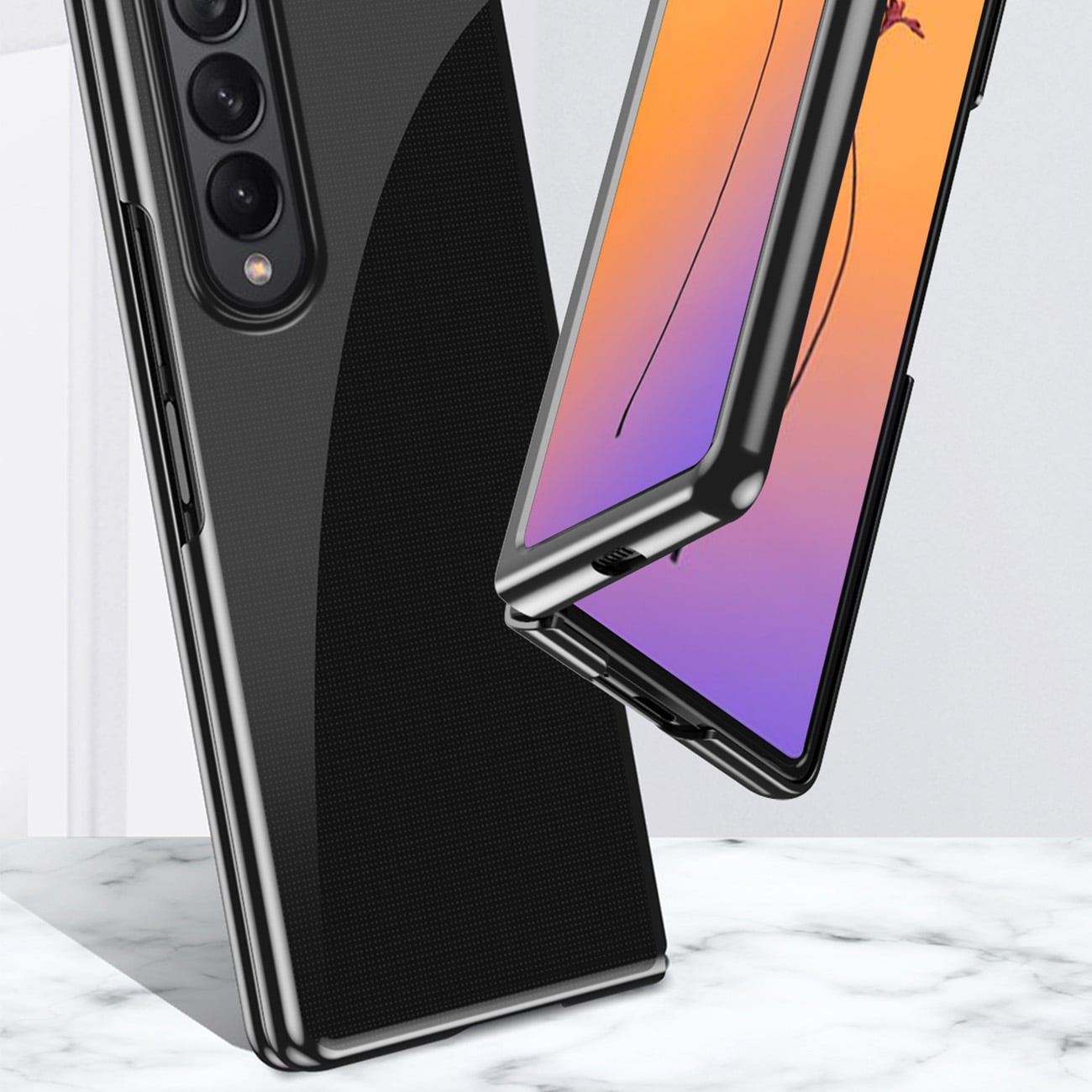 Plätering Fodral fodral för Samsung Galaxy Z Fold 4 fodral med en metallisk ram blå