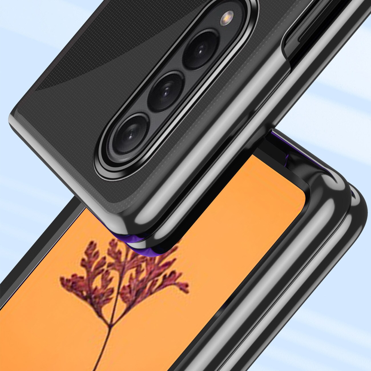 Plätering Fodral fodral för Samsung Galaxy Z Fold 4 fodral med en metallisk ram blå