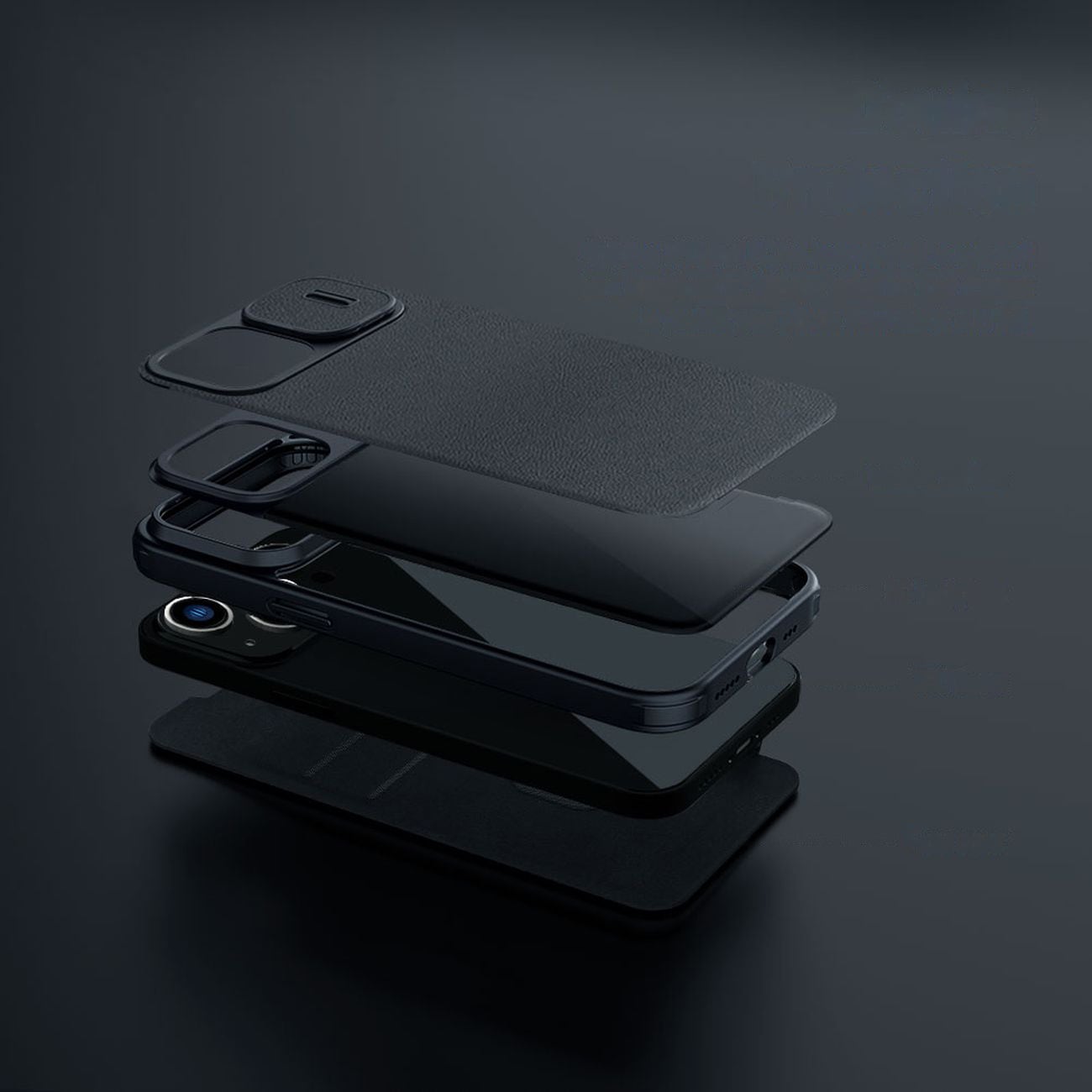 Nillkin Qin Läder Pro Case iPhone 14 Plus Kameraskydd Hölster Skydd Flip Case Svart