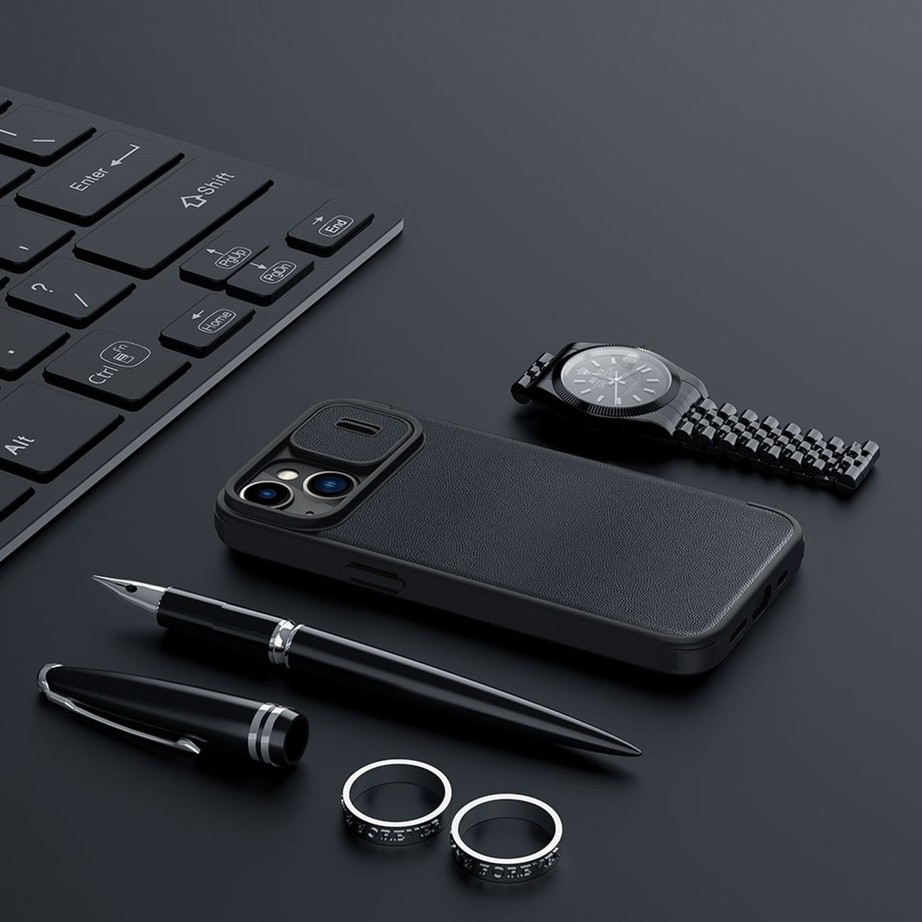 Nillkin Qin Läder Pro Case iPhone 14 Plus Kameraskydd Hölster Skydd Flip Case Svart