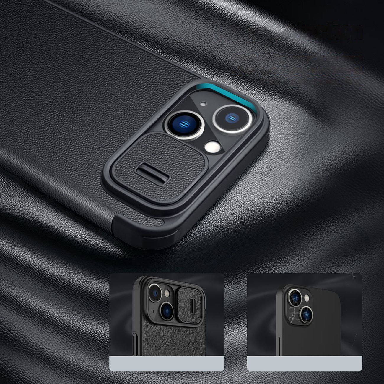 Nillkin Qin Läder Pro Case iPhone 14 Plus Kameraskydd Hölster Skydd Flip Case Svart