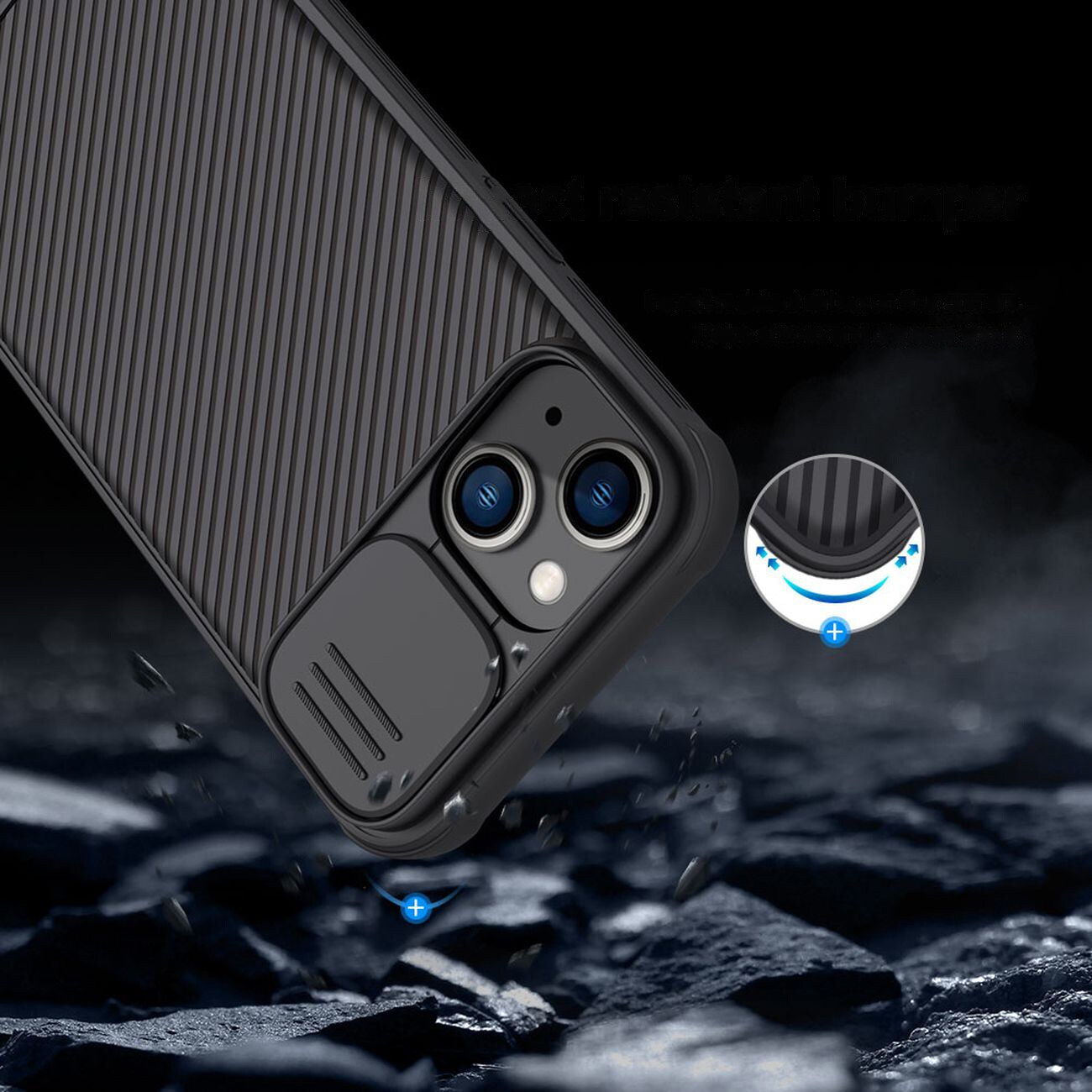 Nillkin CamShield Pro Fodral iPhone 14 Plus Skyddsfodral Kameraskydd Svart