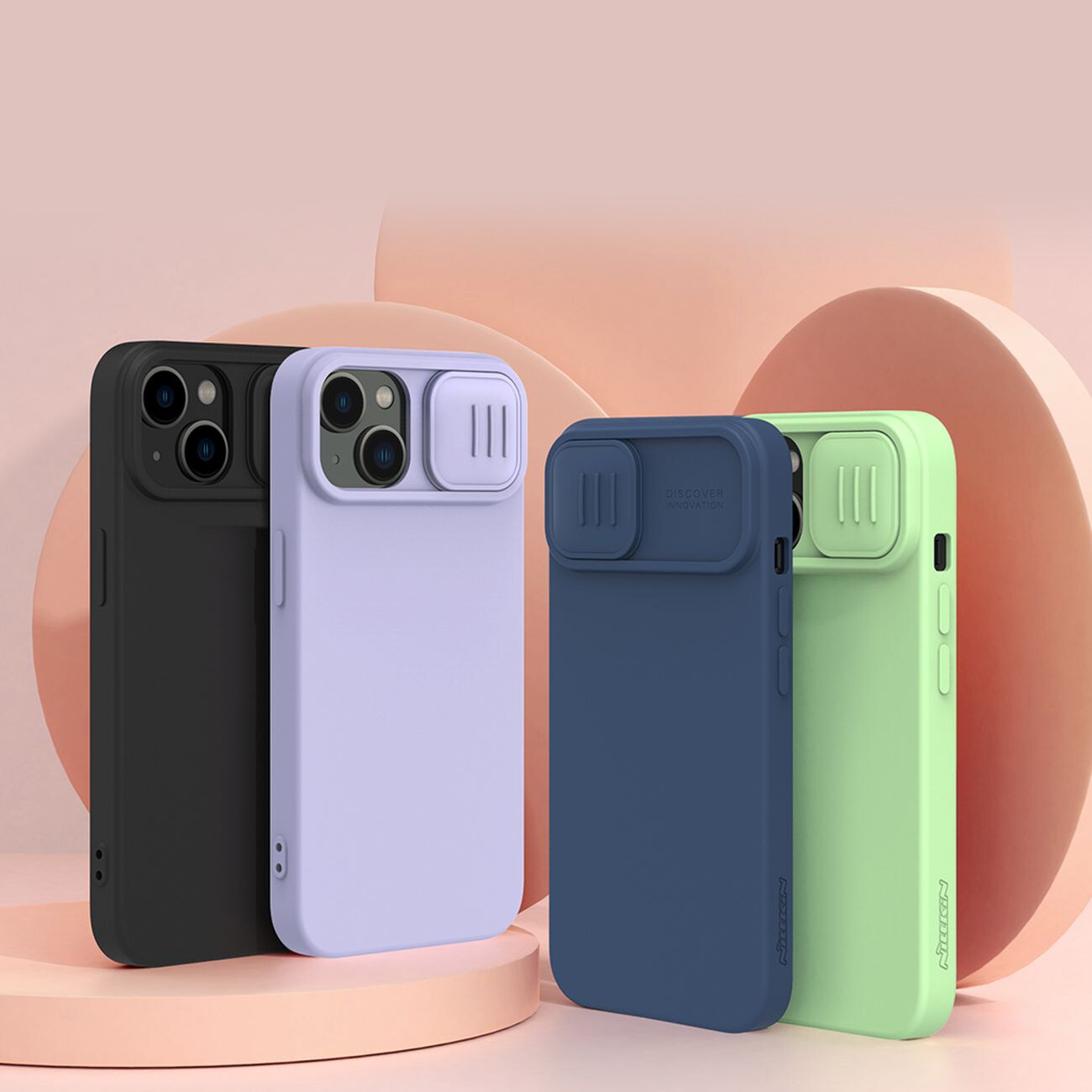 Nillkin CamShield Magnetiskt silikonfodral för iPhone 14 Plus med MagSafe och kameraskydd, Blå