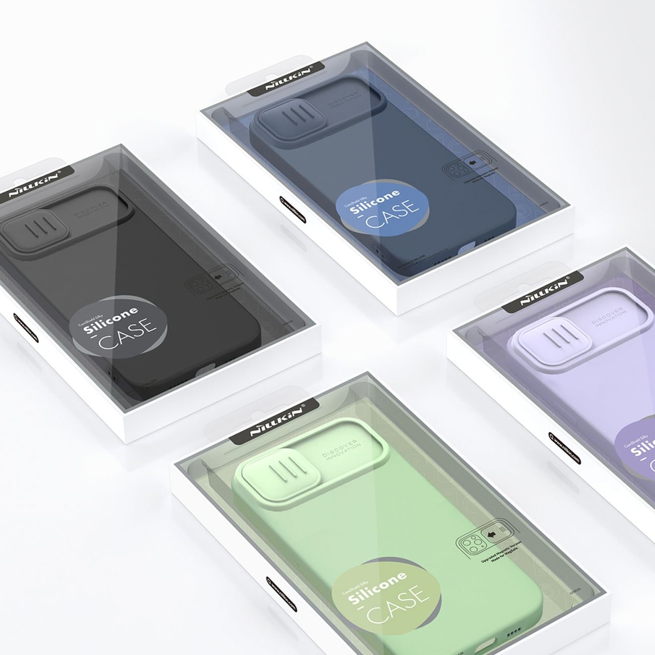 Nillkin CamShield Magnetiskt silikonfodral för iPhone 14 Plus med MagSafe och kameraskydd, Blå