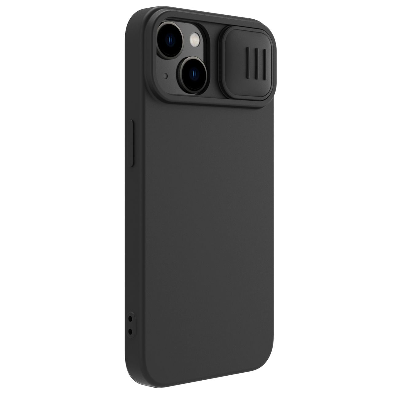 Nillkin CamShield Silky silikoneetui iPhone 14 Plus-etui med kamerabeskyttelse Sort