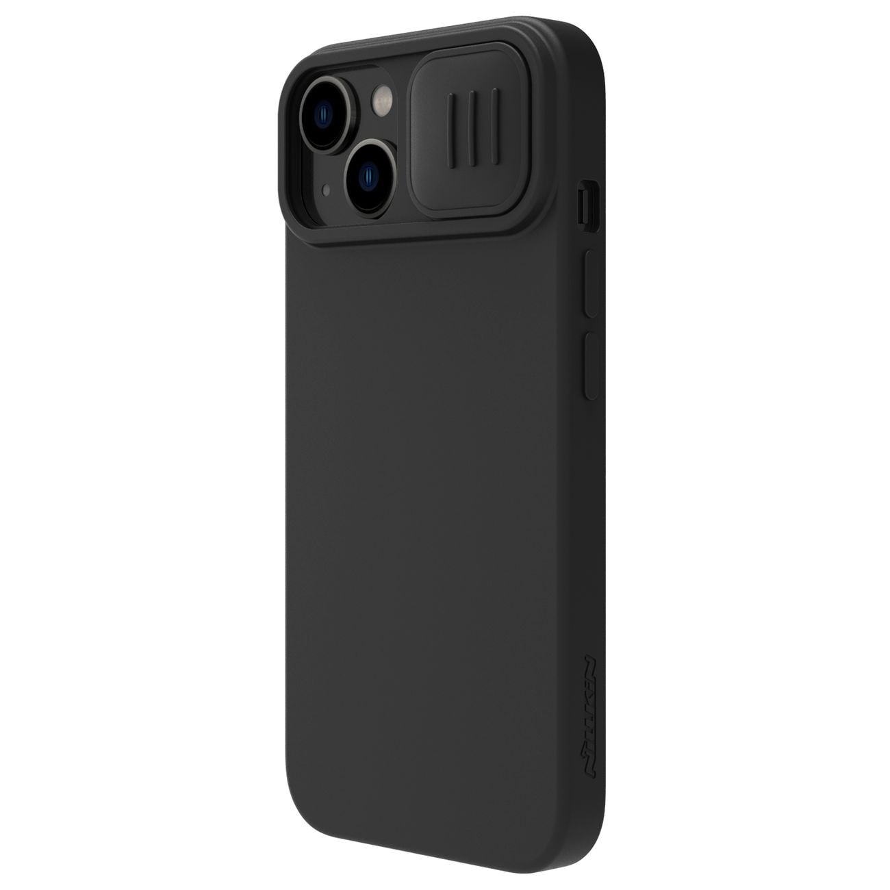 Nillkin CamShield Silky silikoneetui iPhone 14 Plus-etui med kamerabeskyttelse Sort