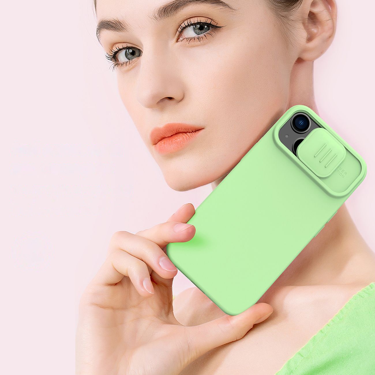 Nillkin CamShield Silky Silikonfodral iPhone 14 Plus Fodral med kameraskydd Blå