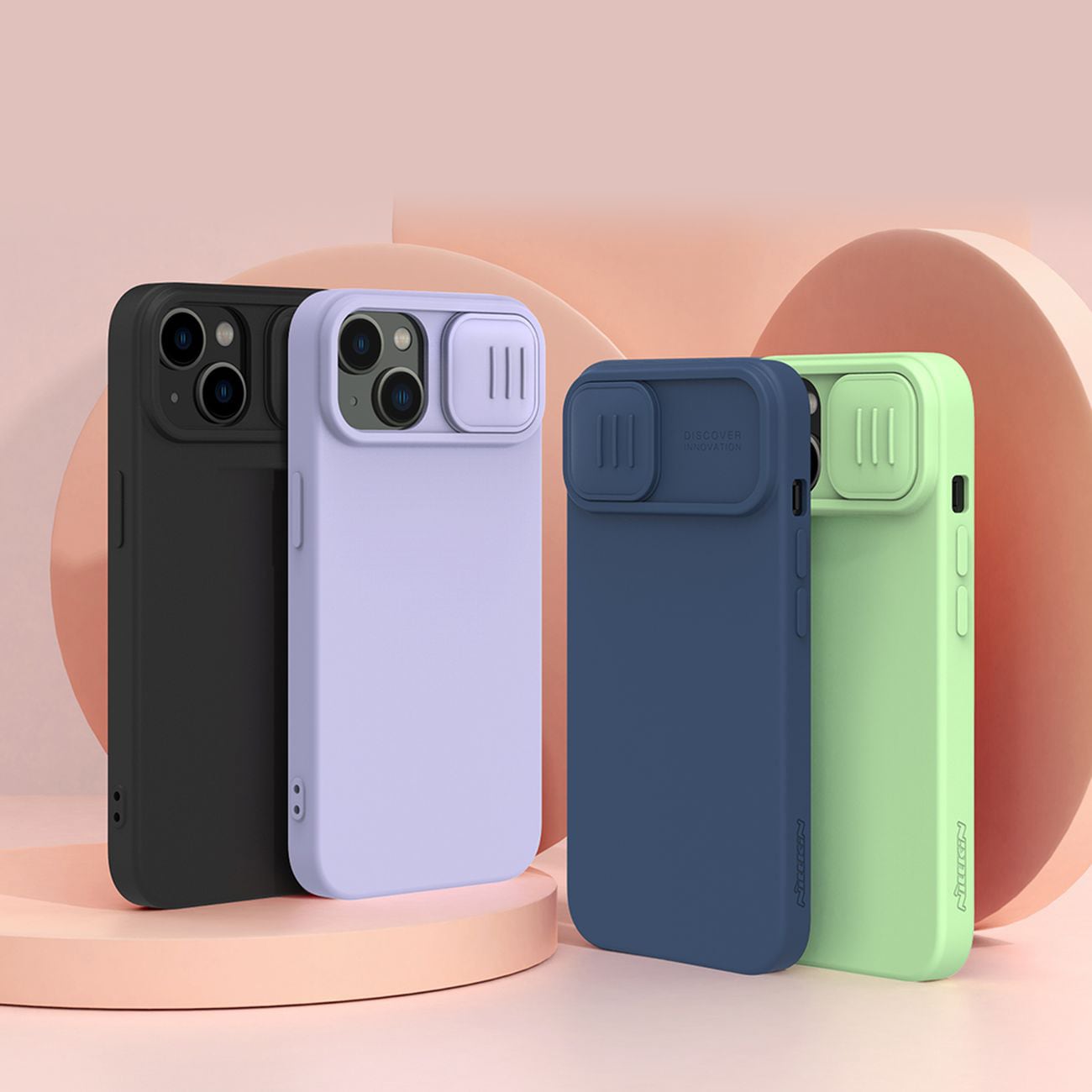 Nillkin CamShield Silky Silikonfodral iPhone 14 Plus Fodral med kameraskydd Blå