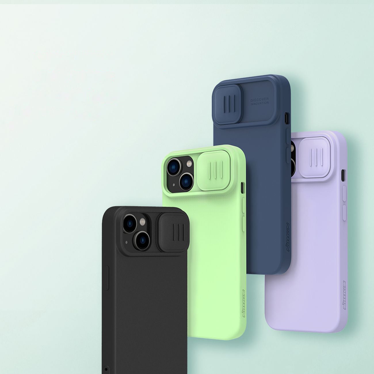 Nillkin CamShield Silky Silikonfodral iPhone 14 Plus Fodral med kameraskydd Blå