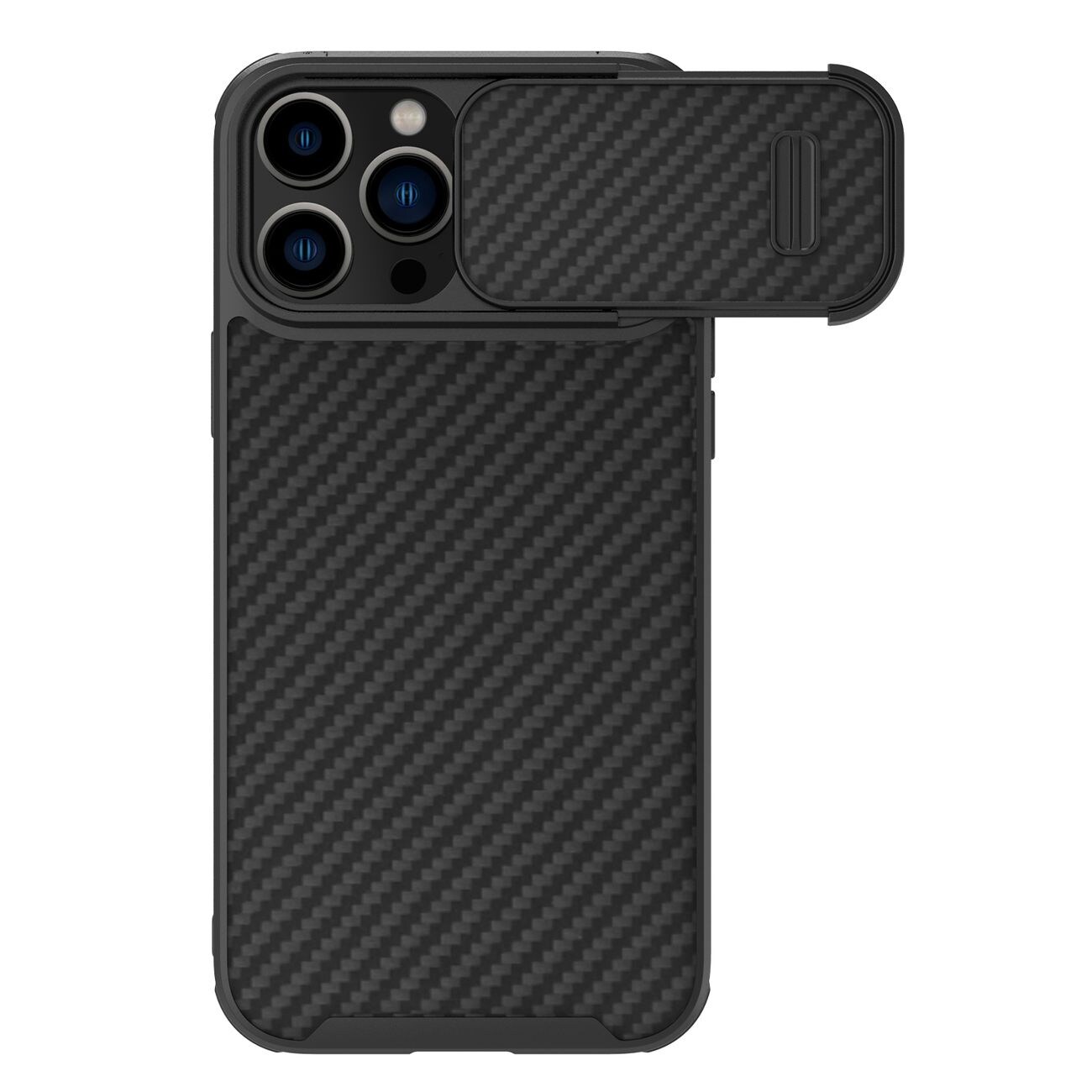 Nillkin Synthetic Fiber S Case iPhone 14 Pro-fodral med kameraskydd, svart