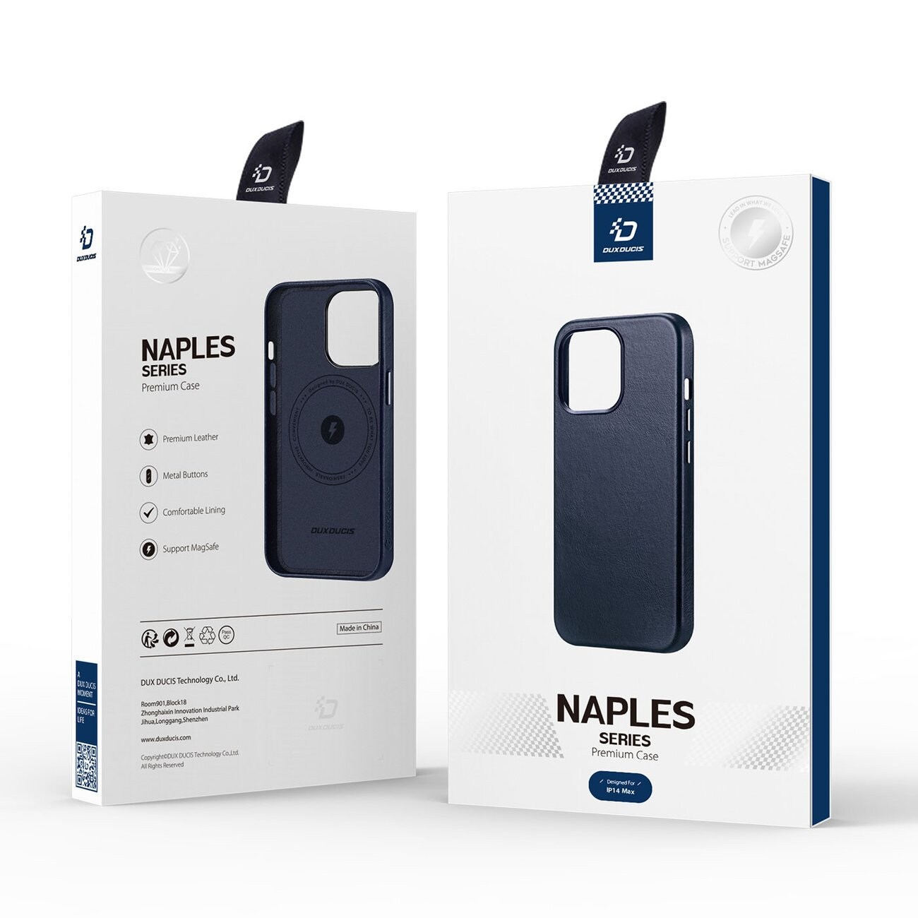 Dux Ducis Naples fodral för iPhone 14 Plus magnetiskt läderfodral MagSafe blå