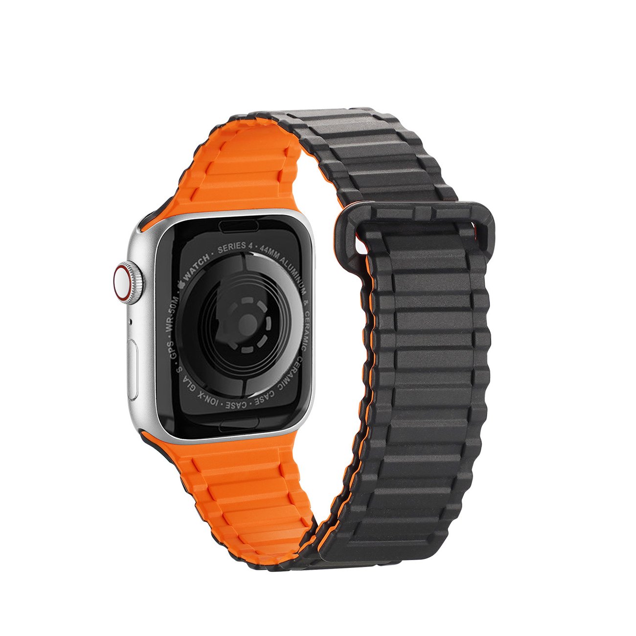 Dux Ducis Armor Apple Watch SE Armband, 9-1 (41/40/38 mm), Silikon Magnetiskt, Svart/Orange