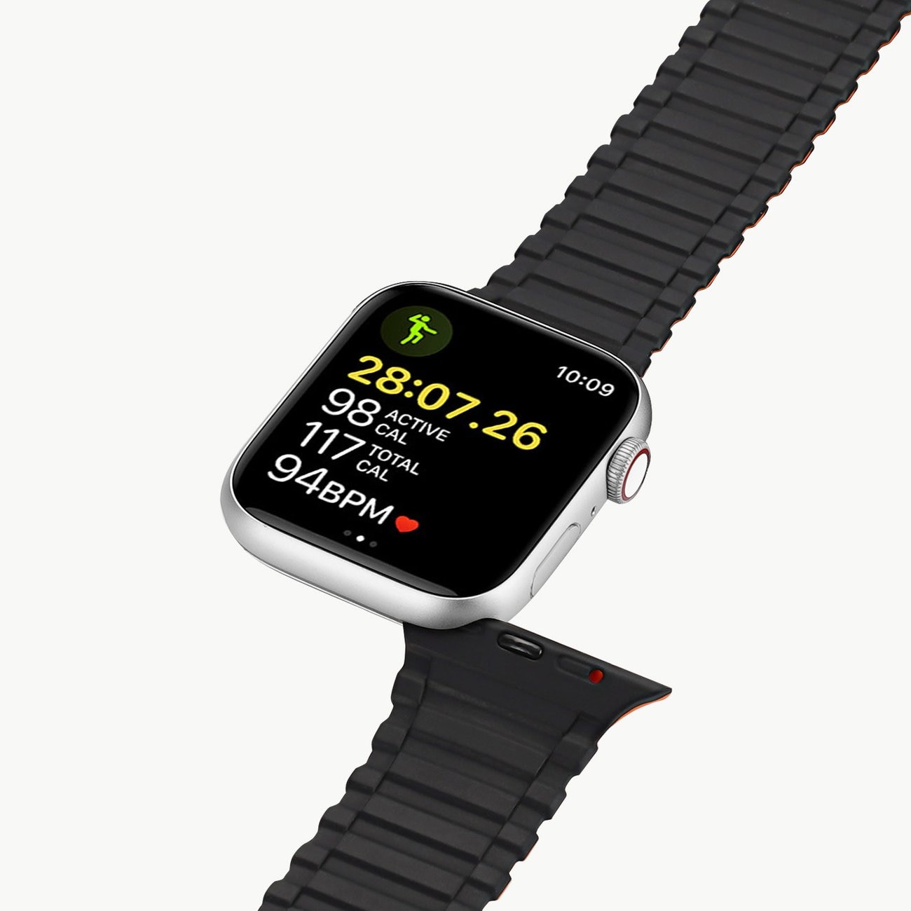 Dux Ducis Armor Apple Watch SE Armband, 9-1 (41/40/38 mm), Silikon Magnetiskt, Svart/Orange