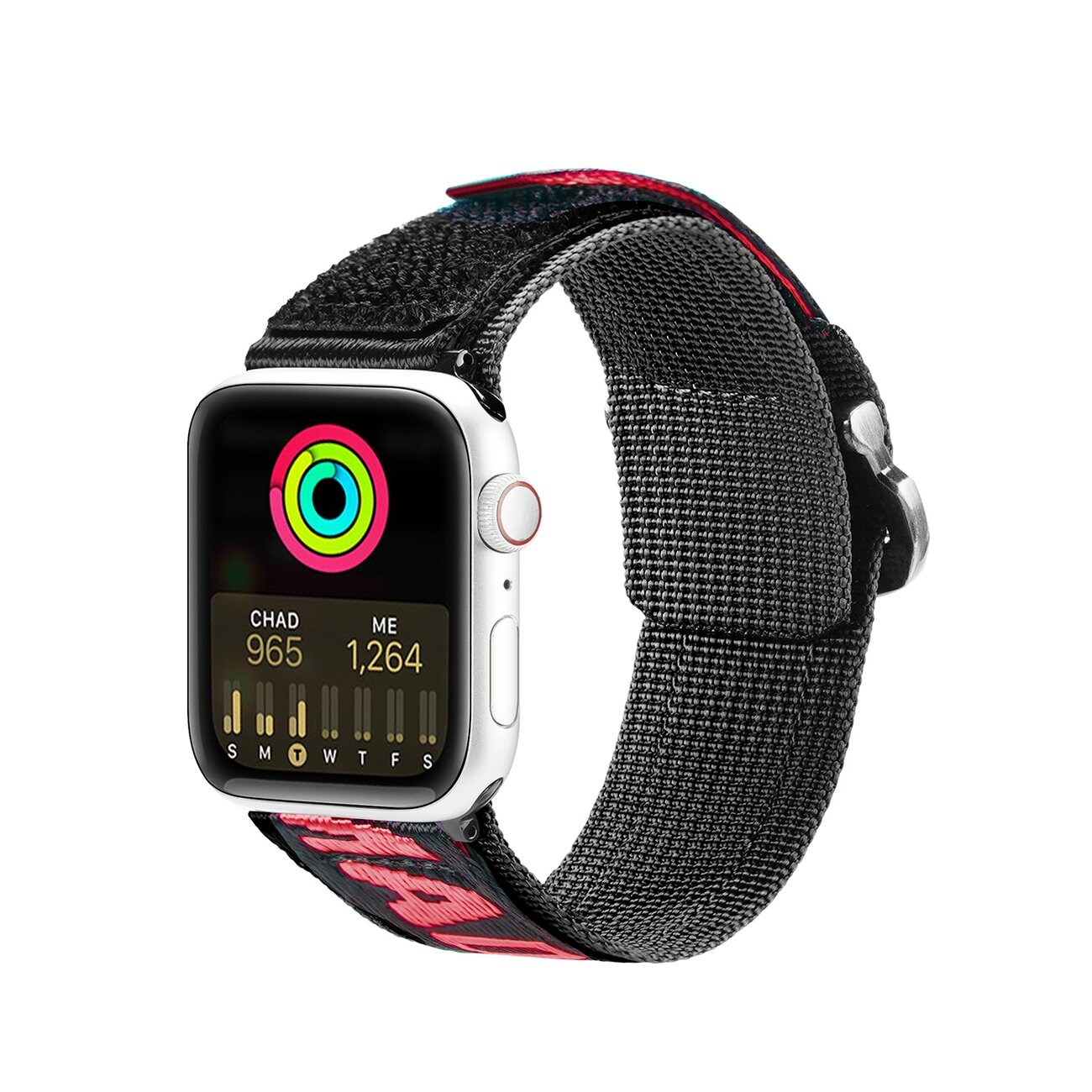 Dux Ducis Armband (utomhus) för Apple Watch Ultra, SE, 9-1 (49-42 mm) Nylon Svart och Röd