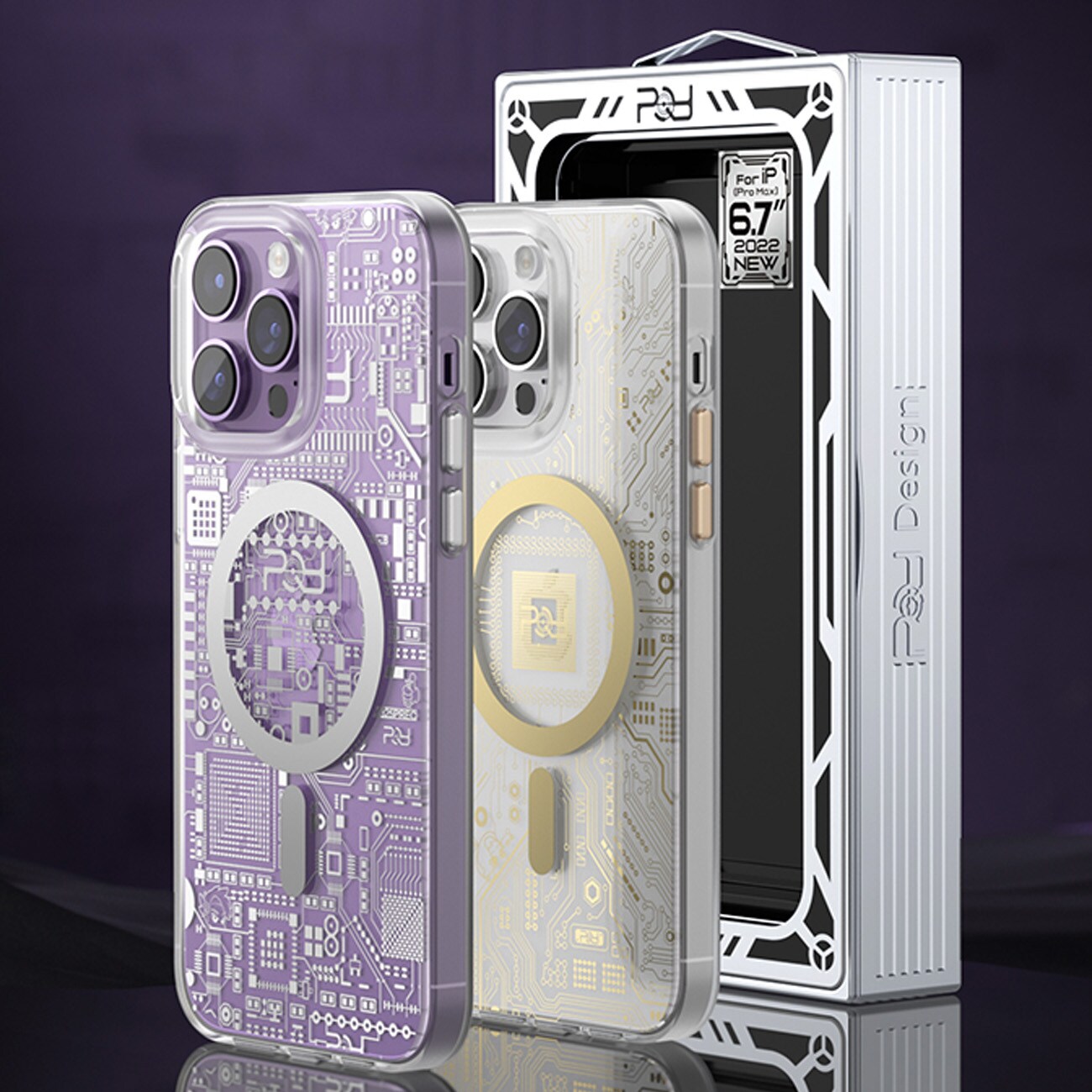 Kingxbar PQY Geek Series magnetiskt fodral för iPhone 14 Plus MagSafe guld