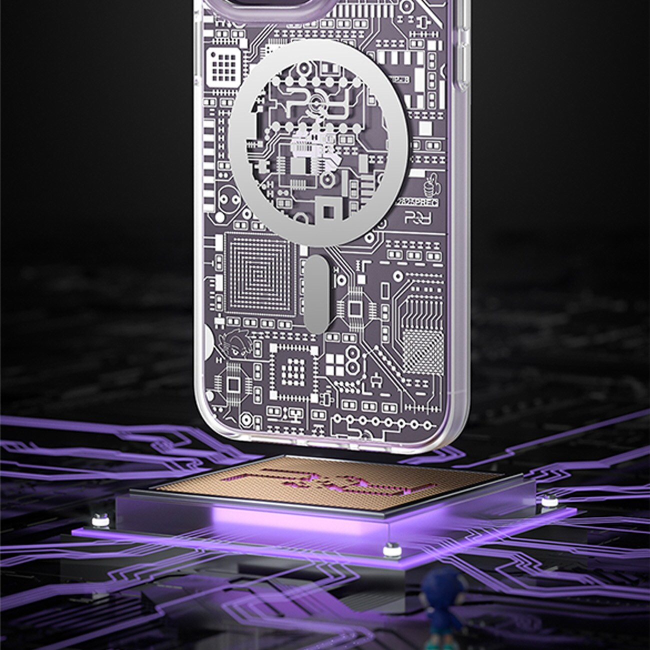 Kingxbar PQY Geek Series magnetiskt fodral för iPhone 14 Plus MagSafe silver