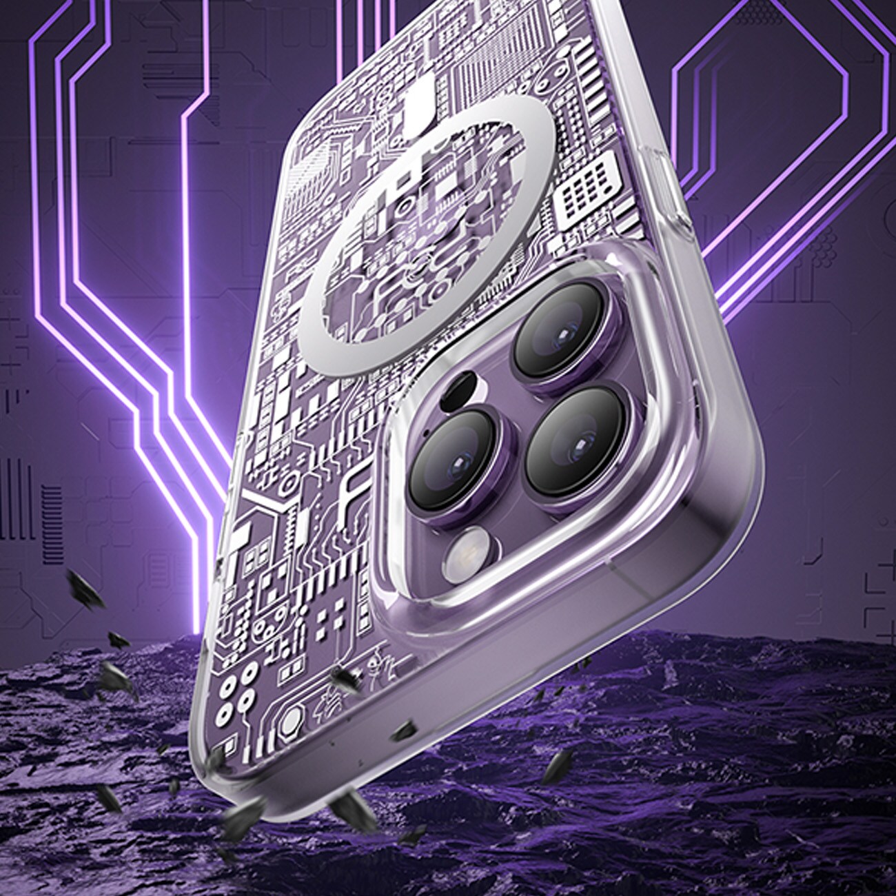 Kingxbar PQY Geek Series magnetiskt fodral för iPhone 14 Plus MagSafe silver