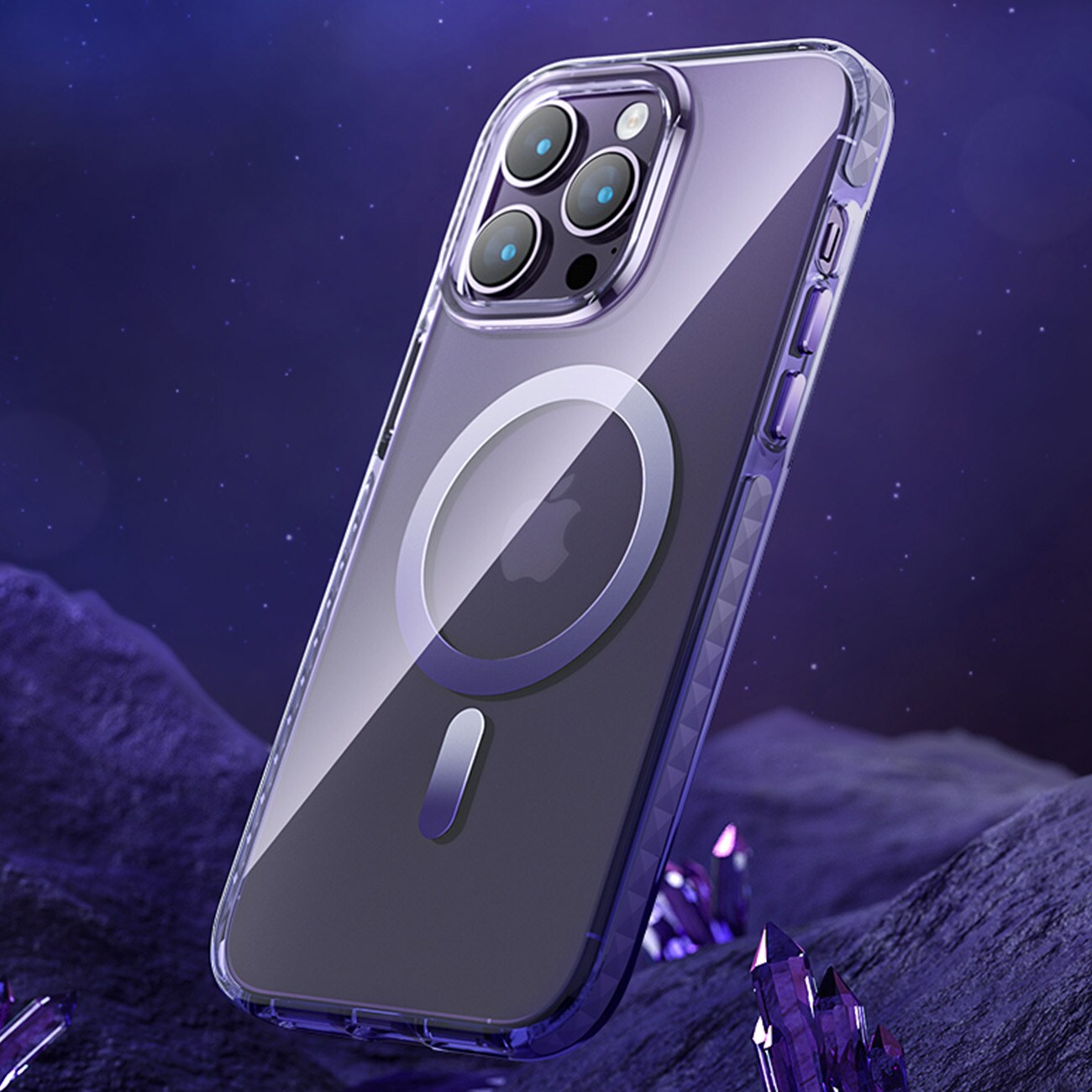 Kingxbar PQY Ice Crystal Series magnetiskt fodral för iPhone 14 Plus MagSafe silver