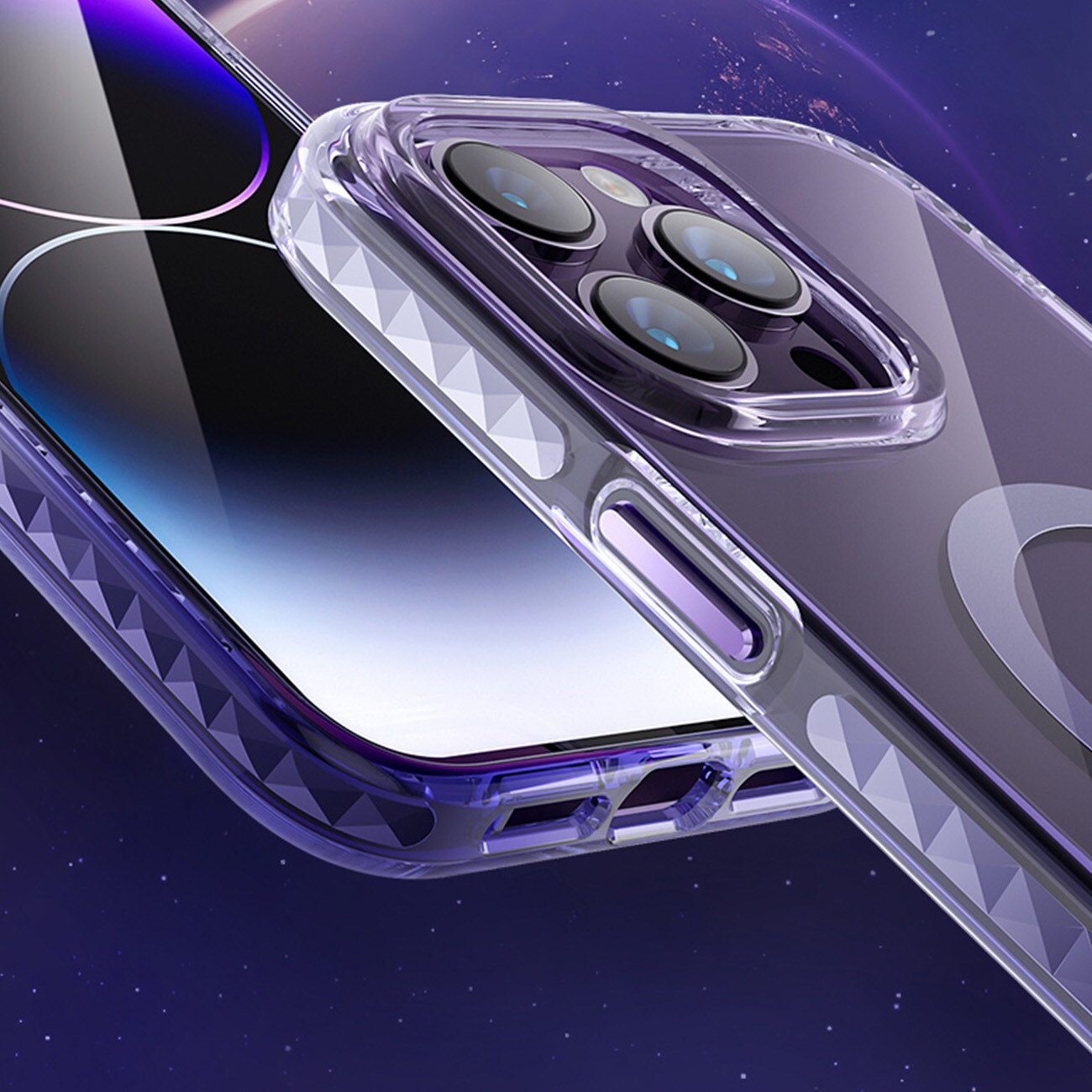Kingxbar PQY Ice Crystal Series magnetiskt fodral för iPhone 14 Plus MagSafe silver