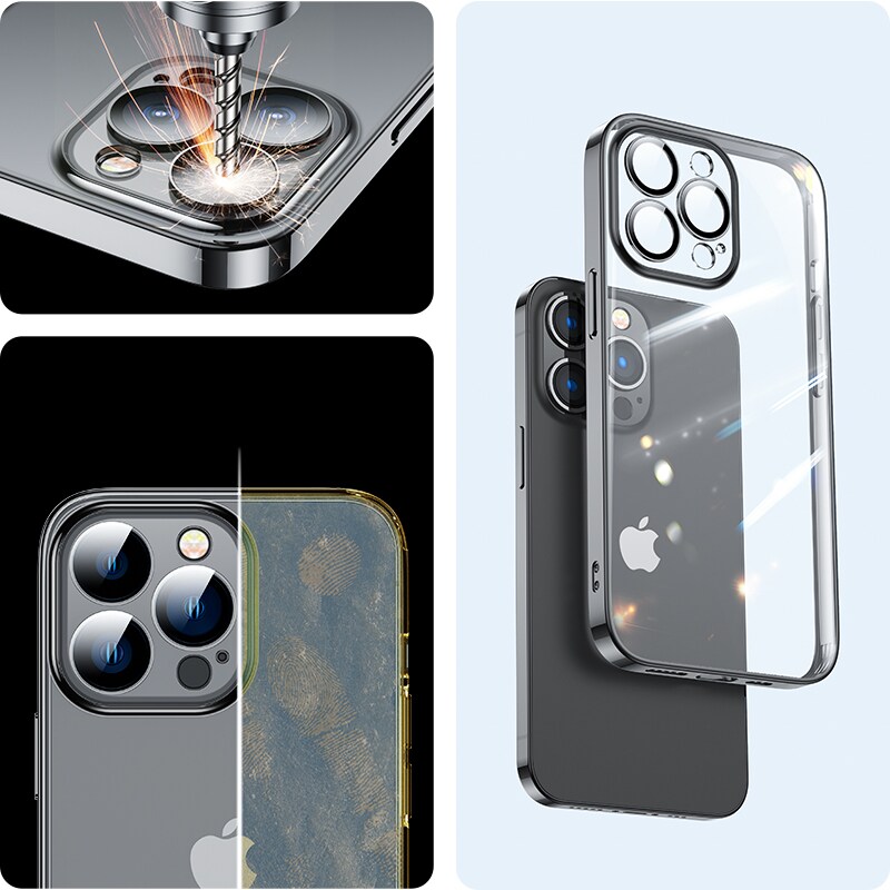 Joyroom 14Q Fodral för iPhone 14 Plus fodral med metallram svart (JR-14Q3-svart)