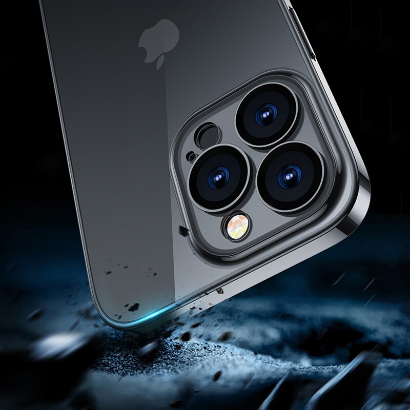 Joyroom 14Q Fodral för iPhone 14 Plus fodral med metallram svart (JR-14Q3-svart)
