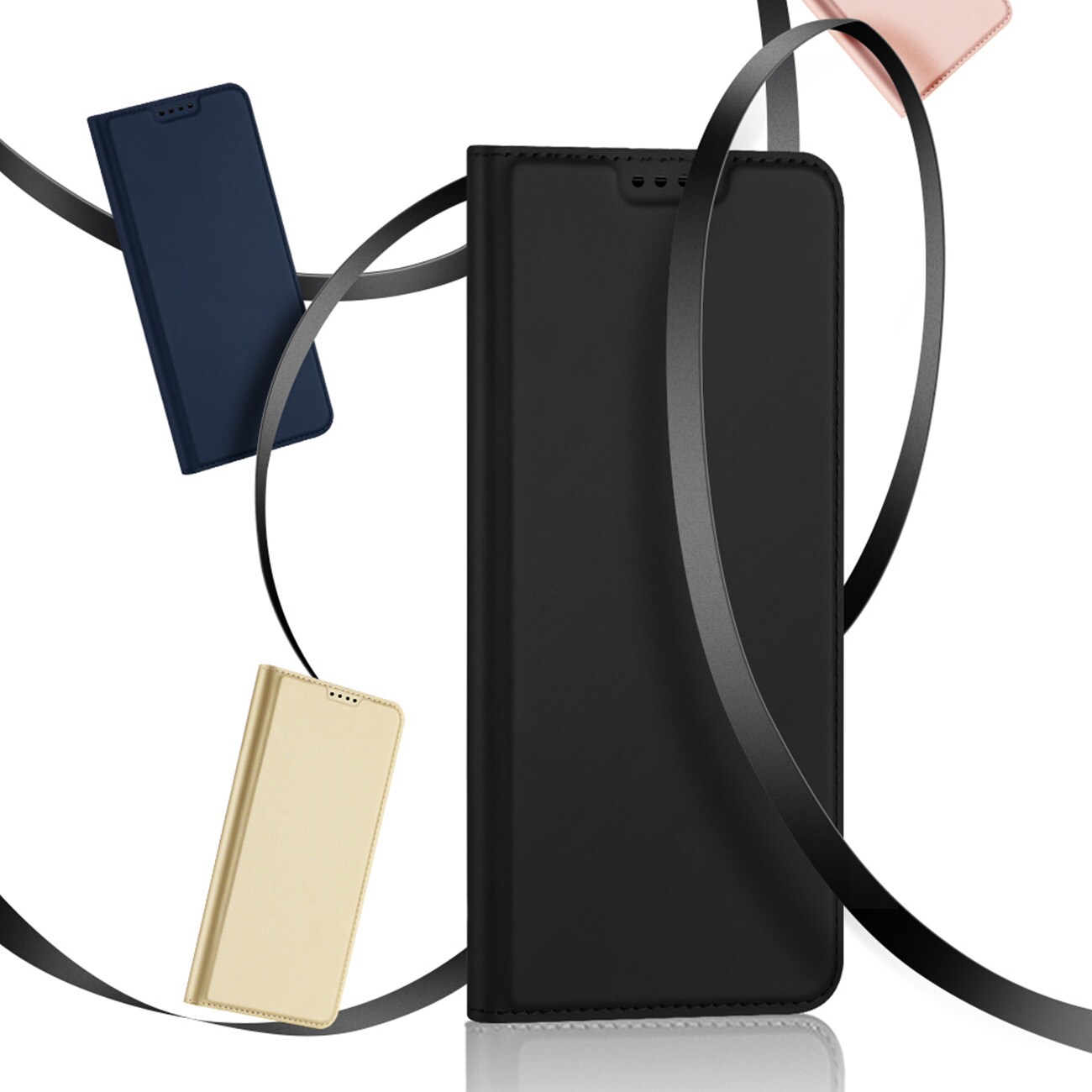 Dux Ducis Skin Pro-etui til Oppo Reno 8 flip cover card wallet stander sort