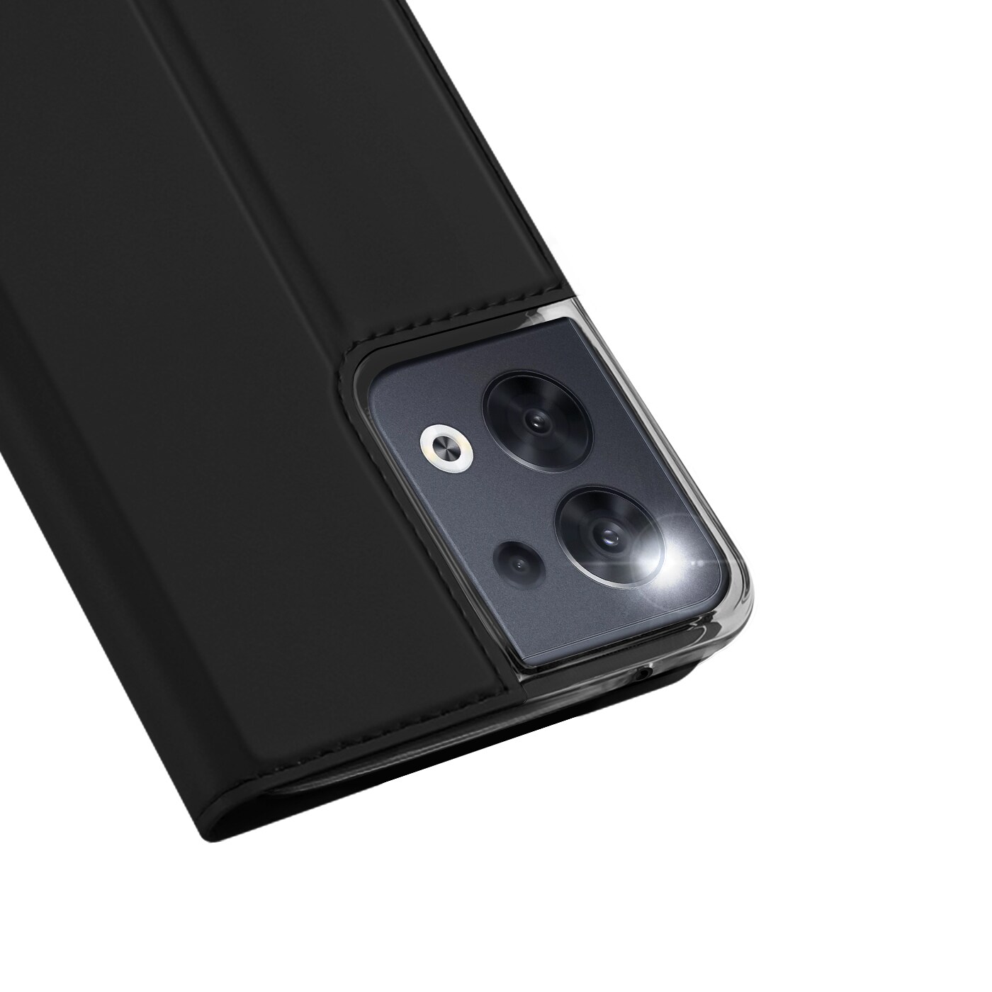 Dux Ducis Skin Pro-etui til Oppo Reno 8 flip cover card wallet stander sort