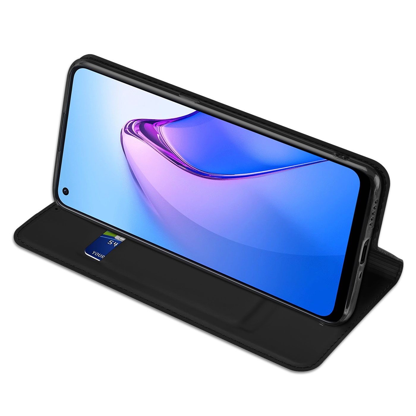 Dux Ducis Skin Pro-etui til Oppo Reno 8 flip cover card wallet stander sort