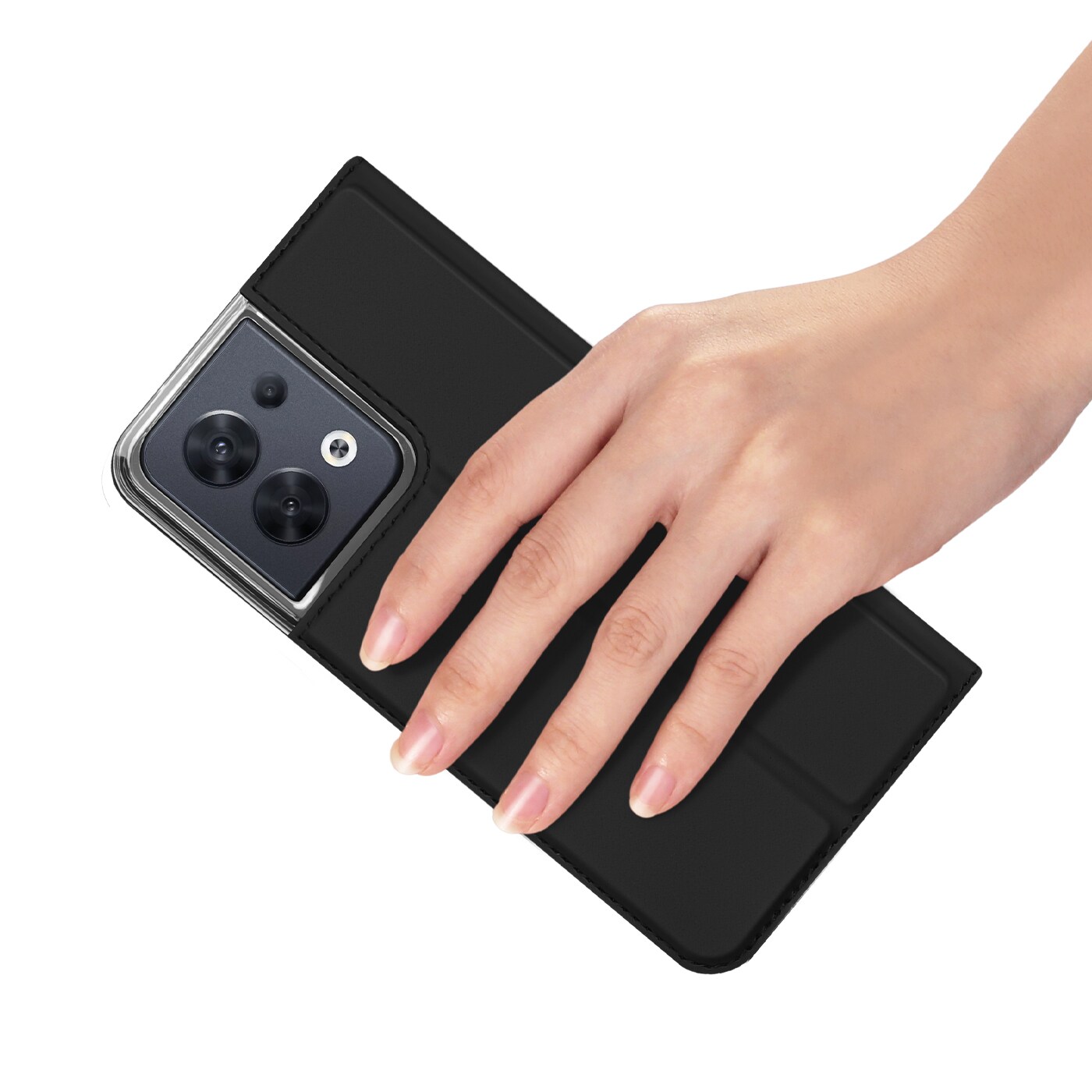 Dux Ducis Skin Pro-etui til Oppo Reno 8 flip cover card wallet stander sort