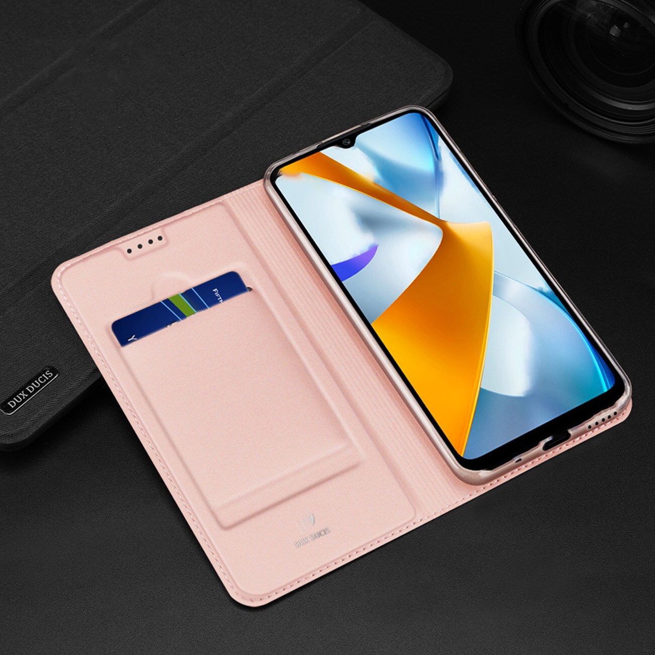 Dux Ducis Skin Pro-etui til Oppo Reno 8 Pro flip cover card wallet stander sort