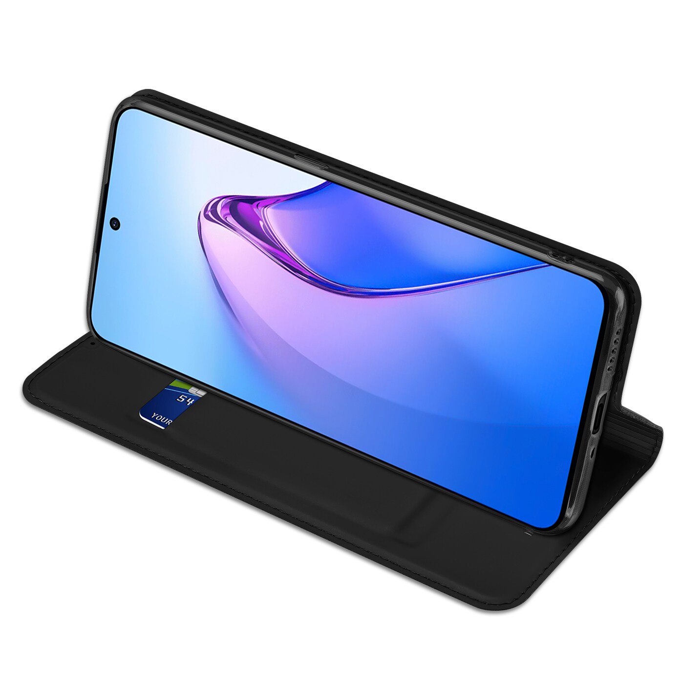 Dux Ducis Skin Pro-etui til Oppo Reno 8 Pro flip cover card wallet stander sort